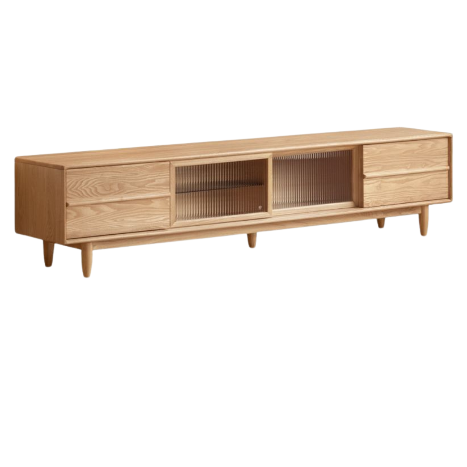 Ash Solid Wood Modern Log Style TV Cabinet