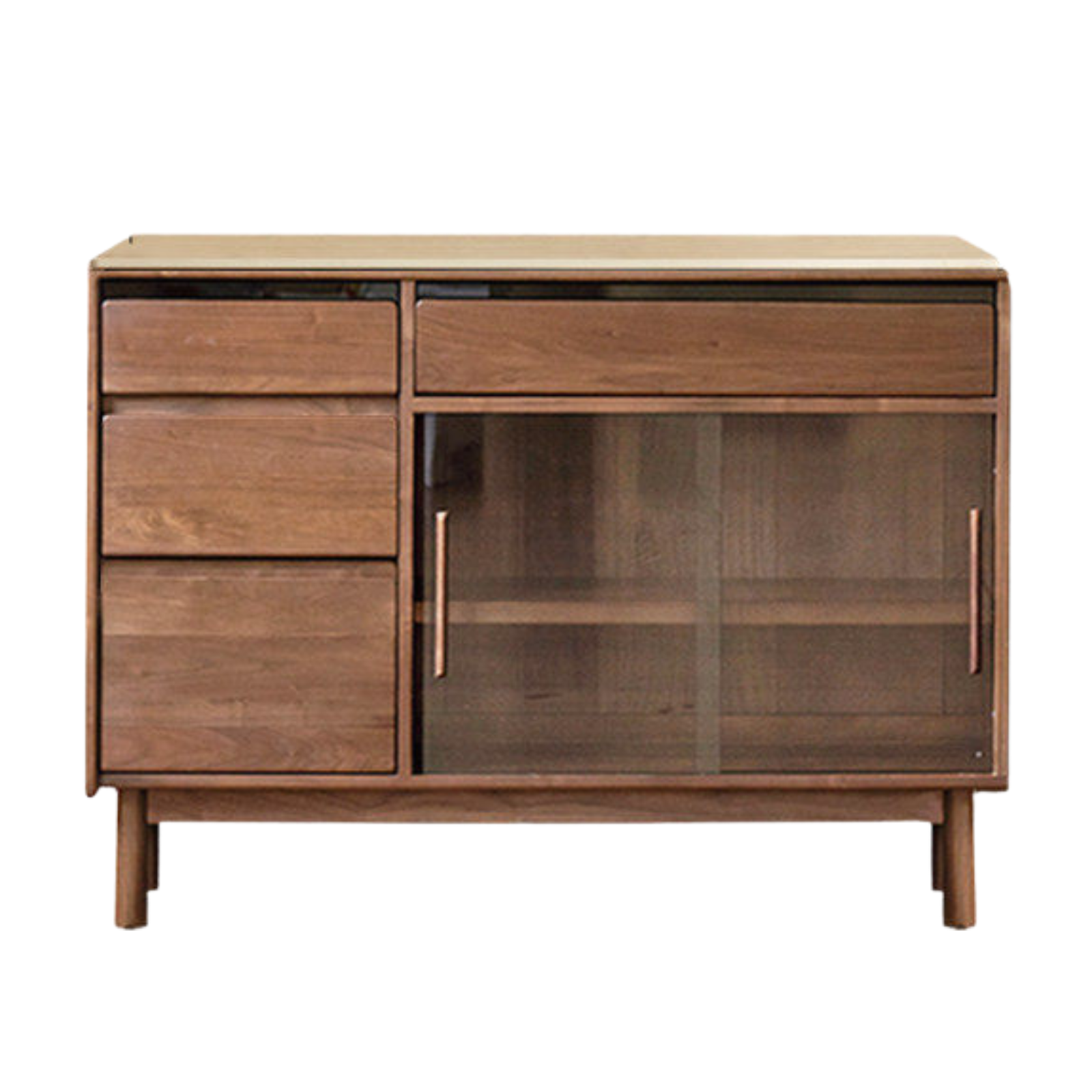 Black Walnut, Sandalwood Solid Wood Light Luxury Rock Plate Sideboard