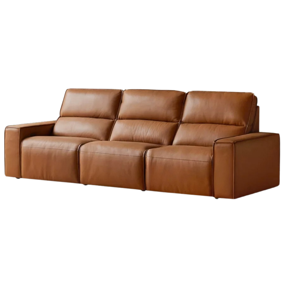 Genuine Leather Power Reclining Sofa with Adjustable Headrests and USB Charging