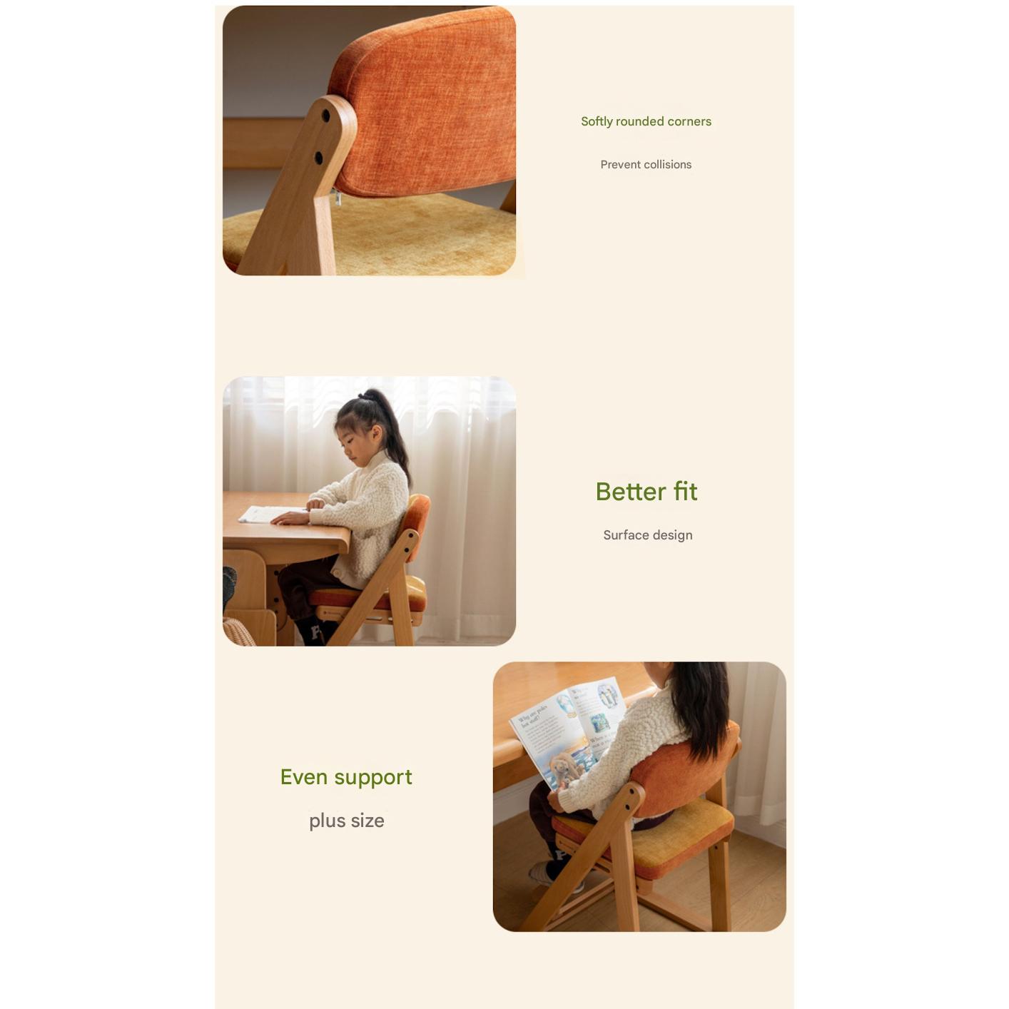 Beech Solid Wood Children's Study Chair.