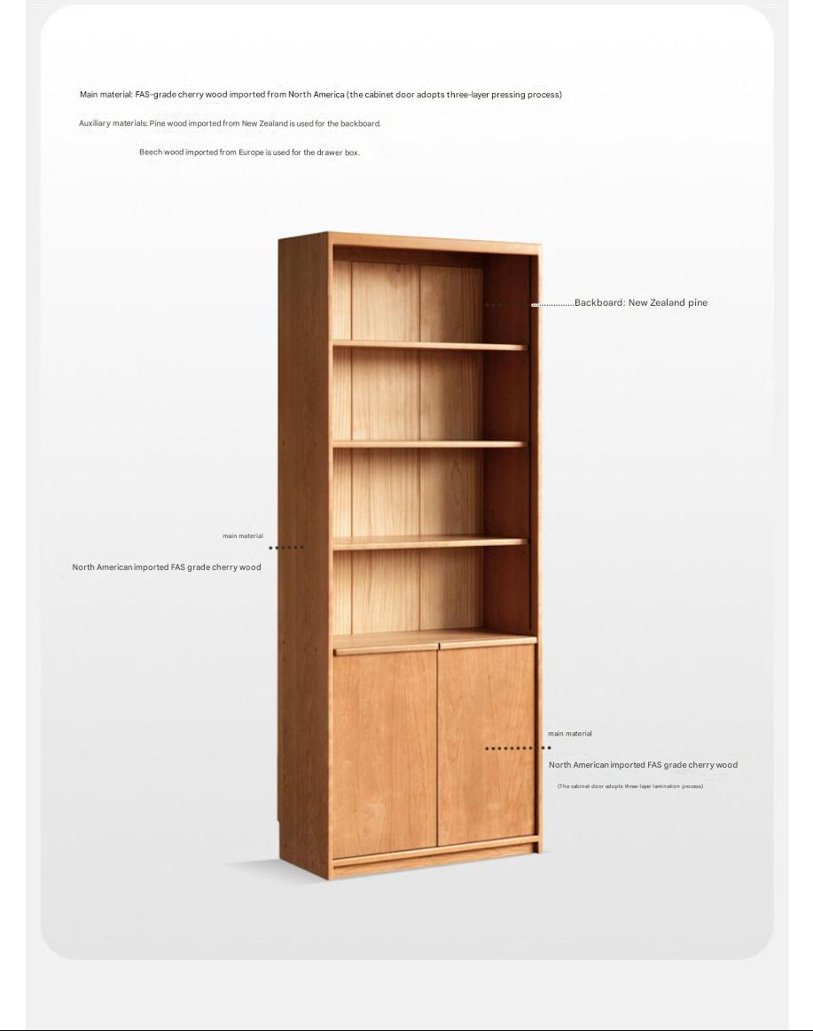 Cherry Solid Wood Glass Door Bookcase