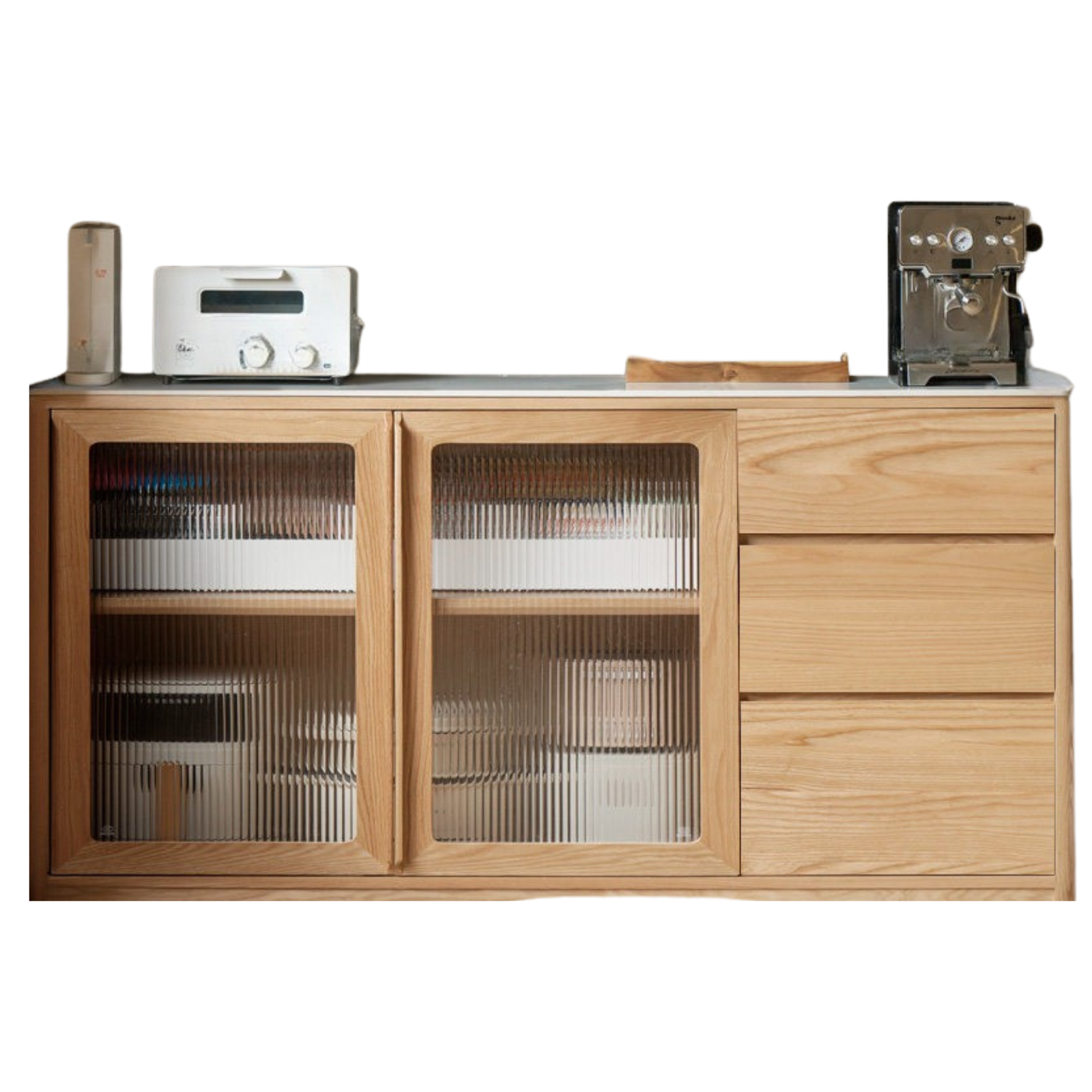 Ash Solid Wood White Wax Rock Plate Sideboard