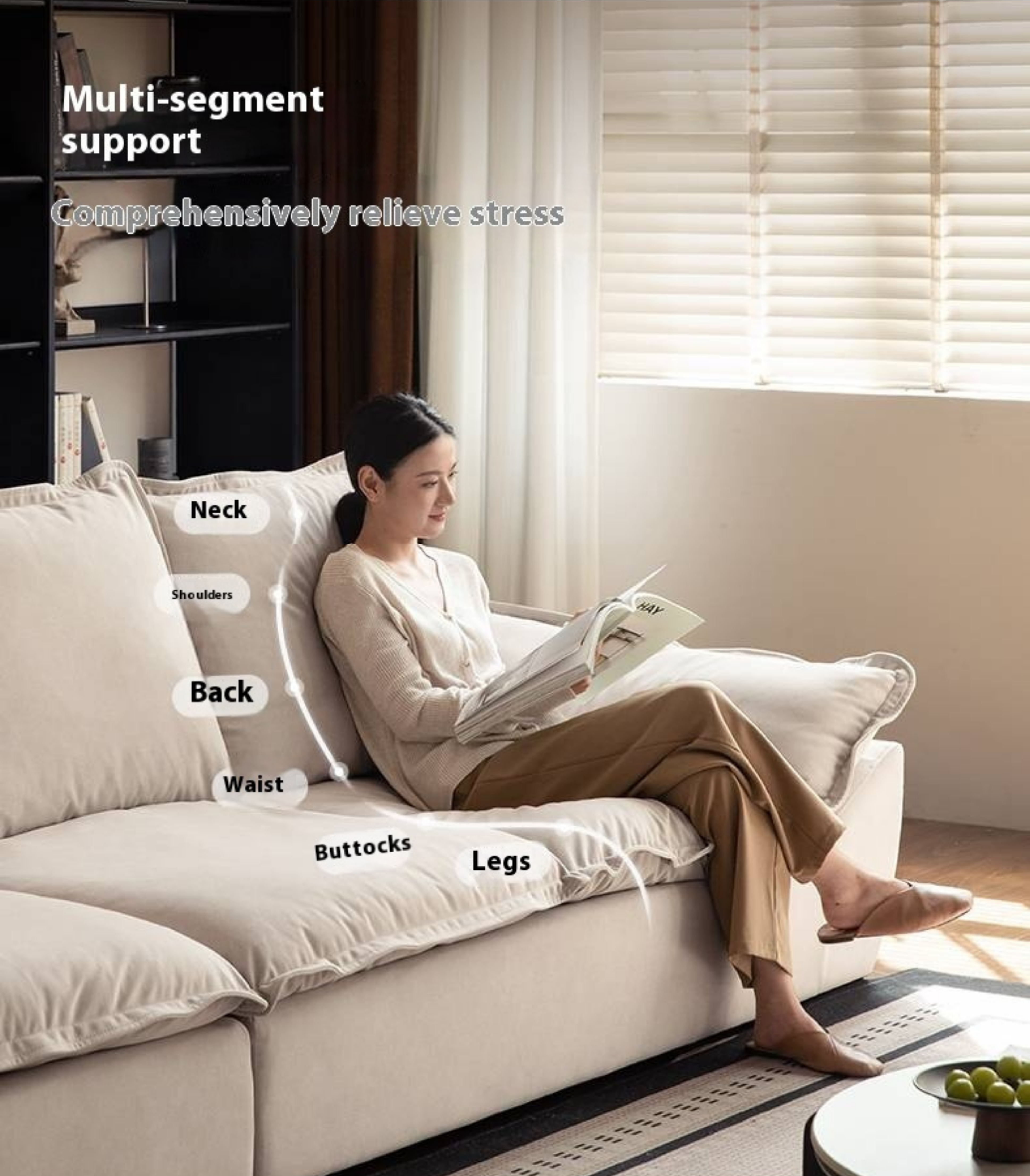 Cream Style Fabric Sofa with Pet-Friendly Scratch-Resistant Fabric, Fully Removable and Washable Design