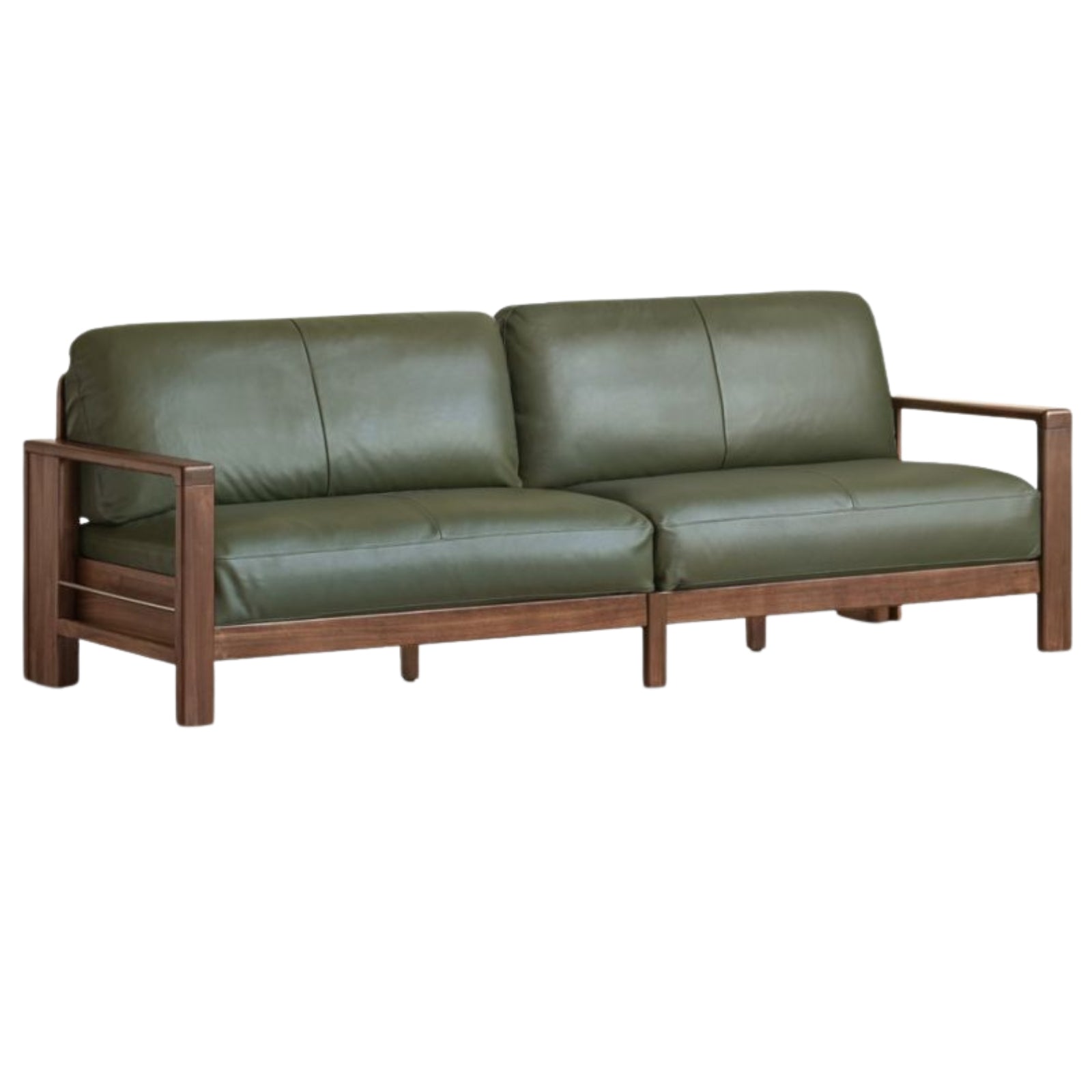 Black Walnut Solid Wood Leather Sofa