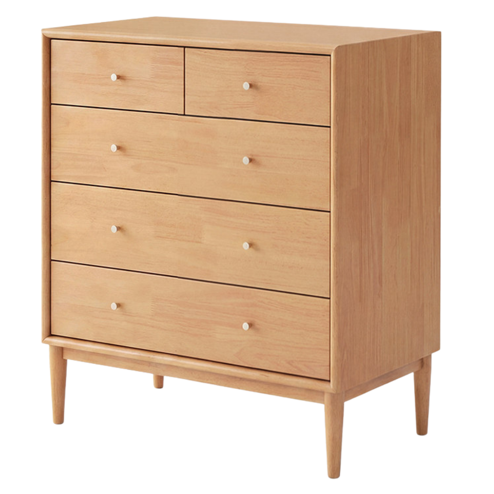 Oak Solid Wood, Solid Rubberwood Nordic Chest of Drawers