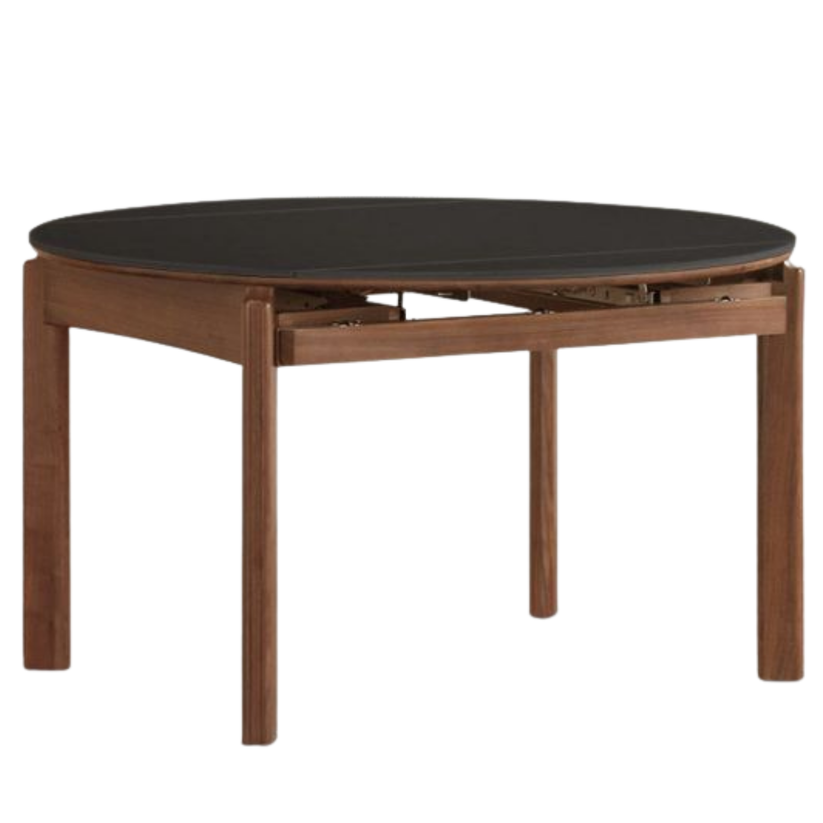 Black Walnut Solid Wood Folding Dining Table with Rock Plate Round Top