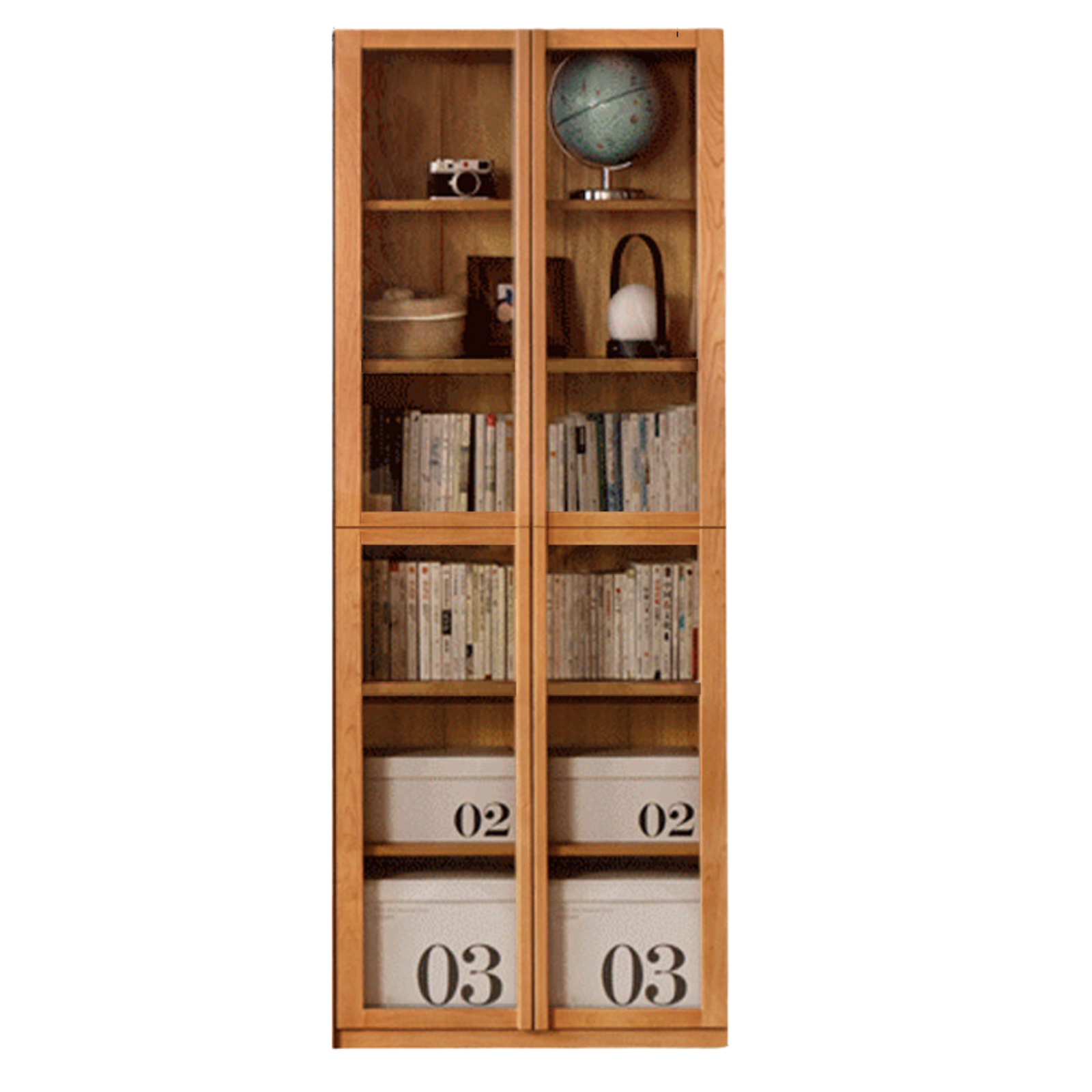 Cherry Solid Wood Bookcase Display Storage Cabinet for Study