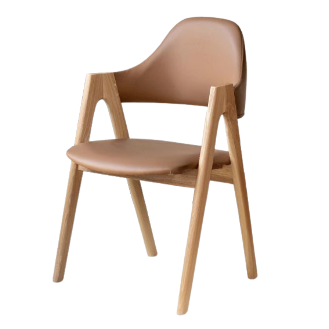 Black Walnut, Oak, Solid Rubberwood Chair with Soft Fabric/Leather Back