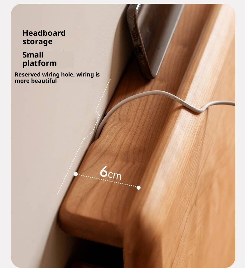 Cherry Solid Wood Bed Modern Style