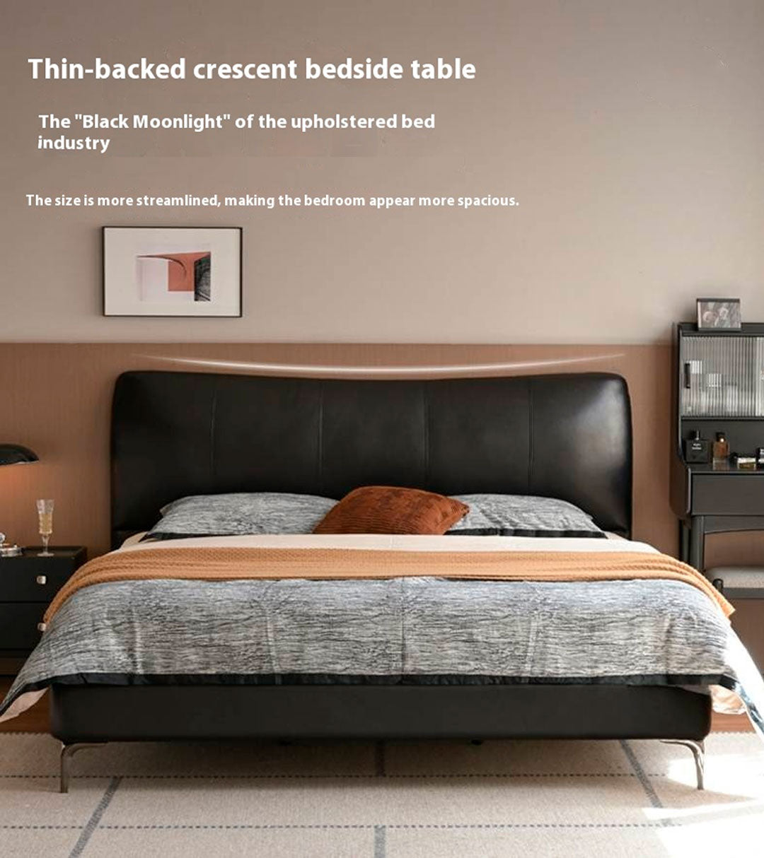 Genuine Leather Italian Light Luxury Bed