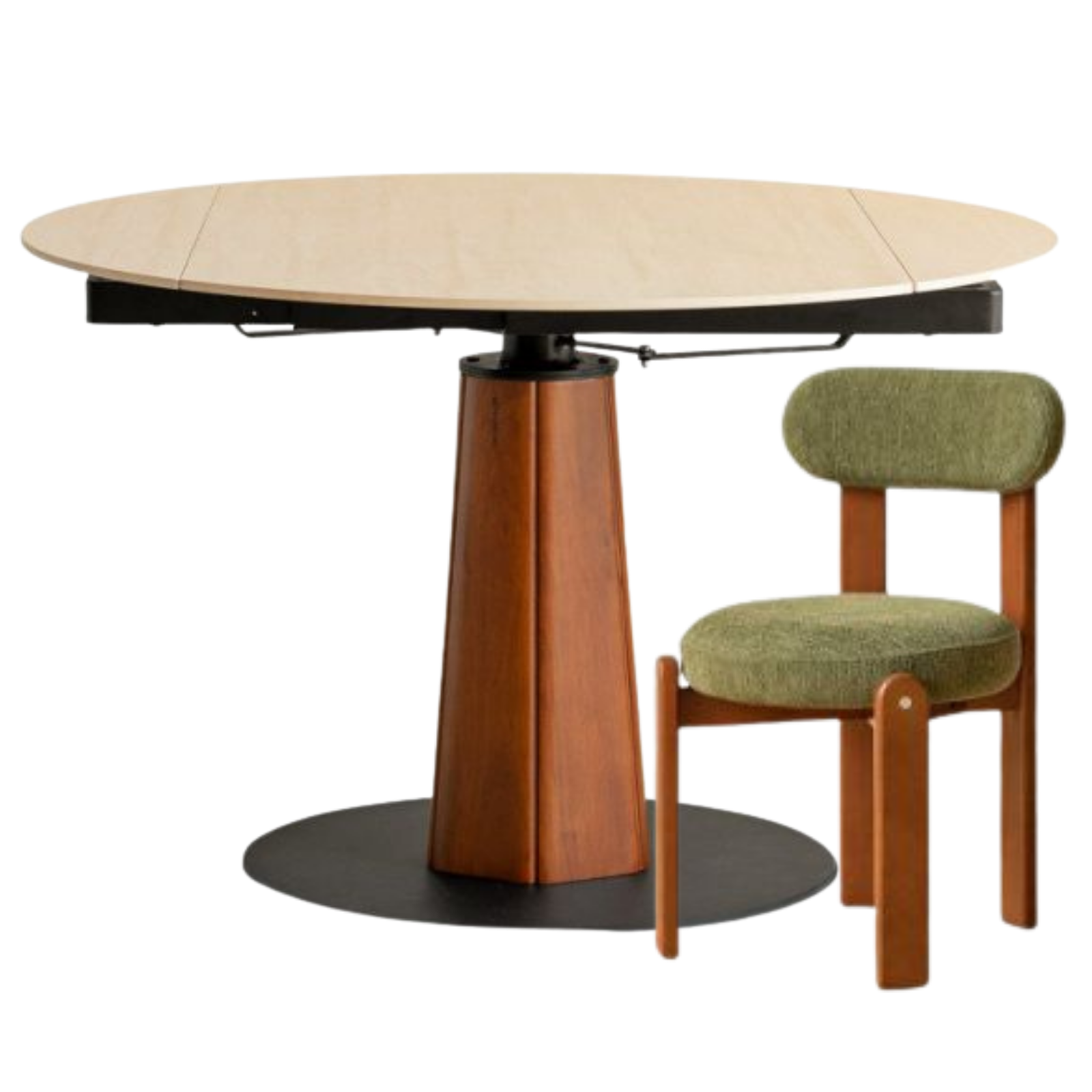 Tulipwood Solid Wood Rock Plate Round Table with Folding Feature