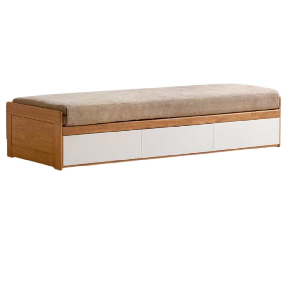 Solid RubberWood Storage Daybed with Pull-Out Drawer and Backless Design
