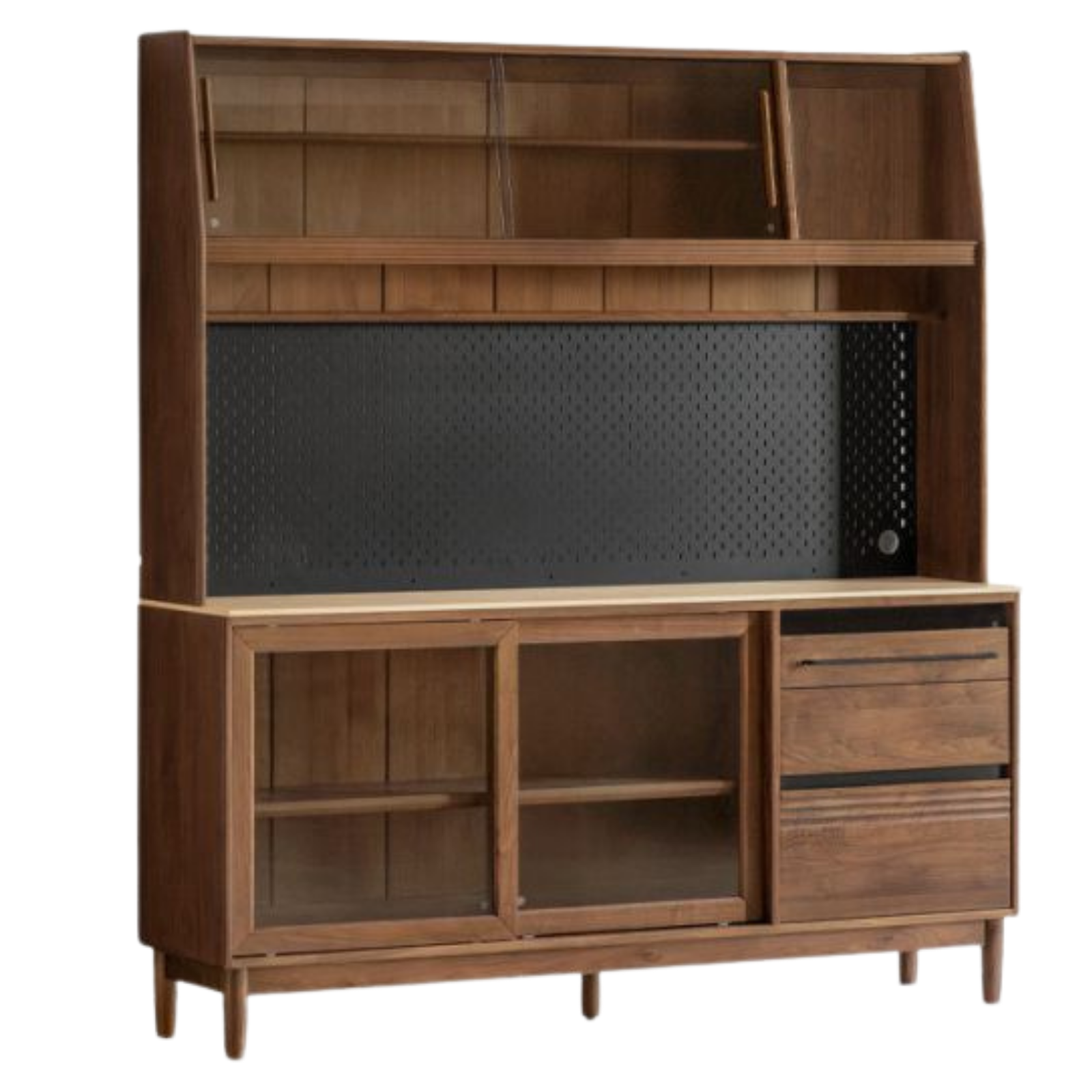 Black Walnut Solid Wood Italian-Style Sideboard – Sleek Buffet Cabinet