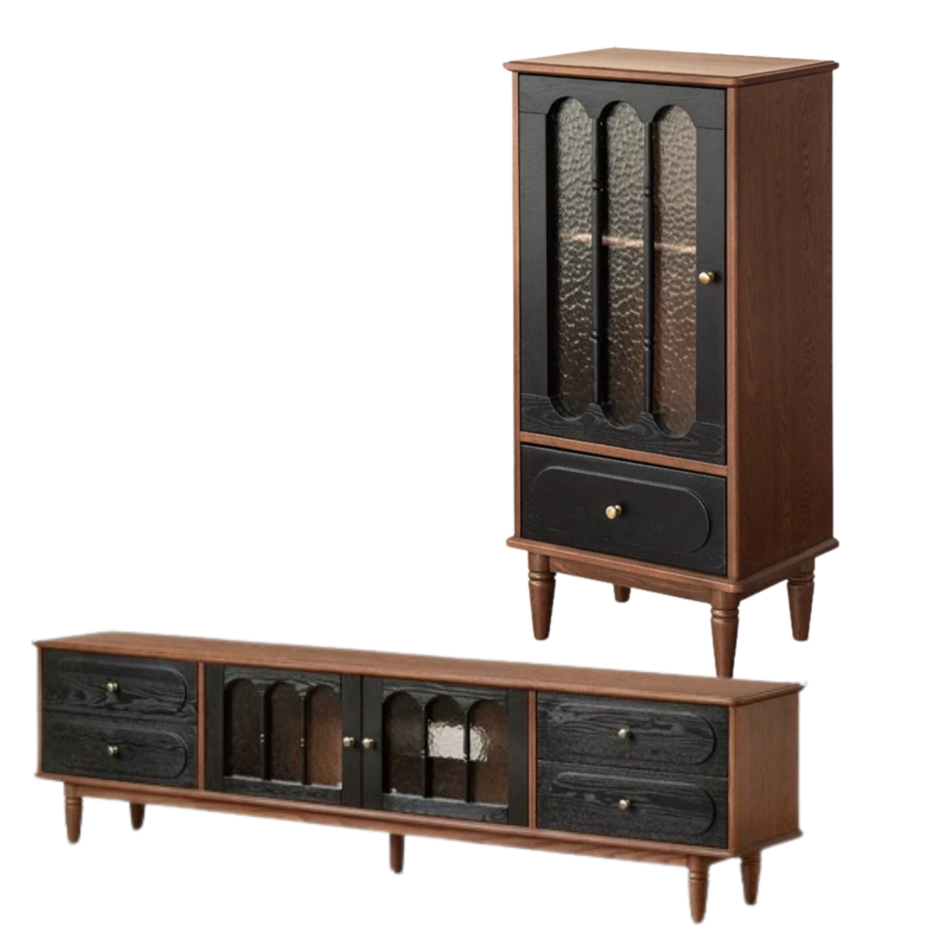 Ash Solid Wood French Retro Side Cabinet.