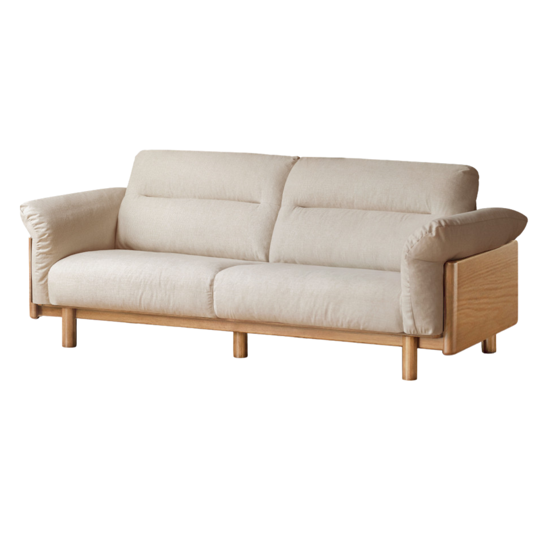 Black Walnut, Oak Solid Wood Sofa Genuine Leather, fabrics