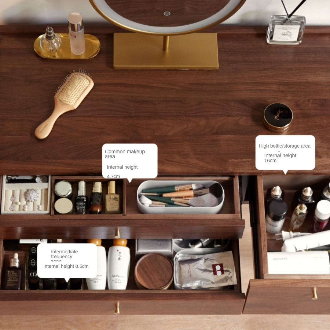 Black Walnut, Ash Solid Wood Dressing Table.
