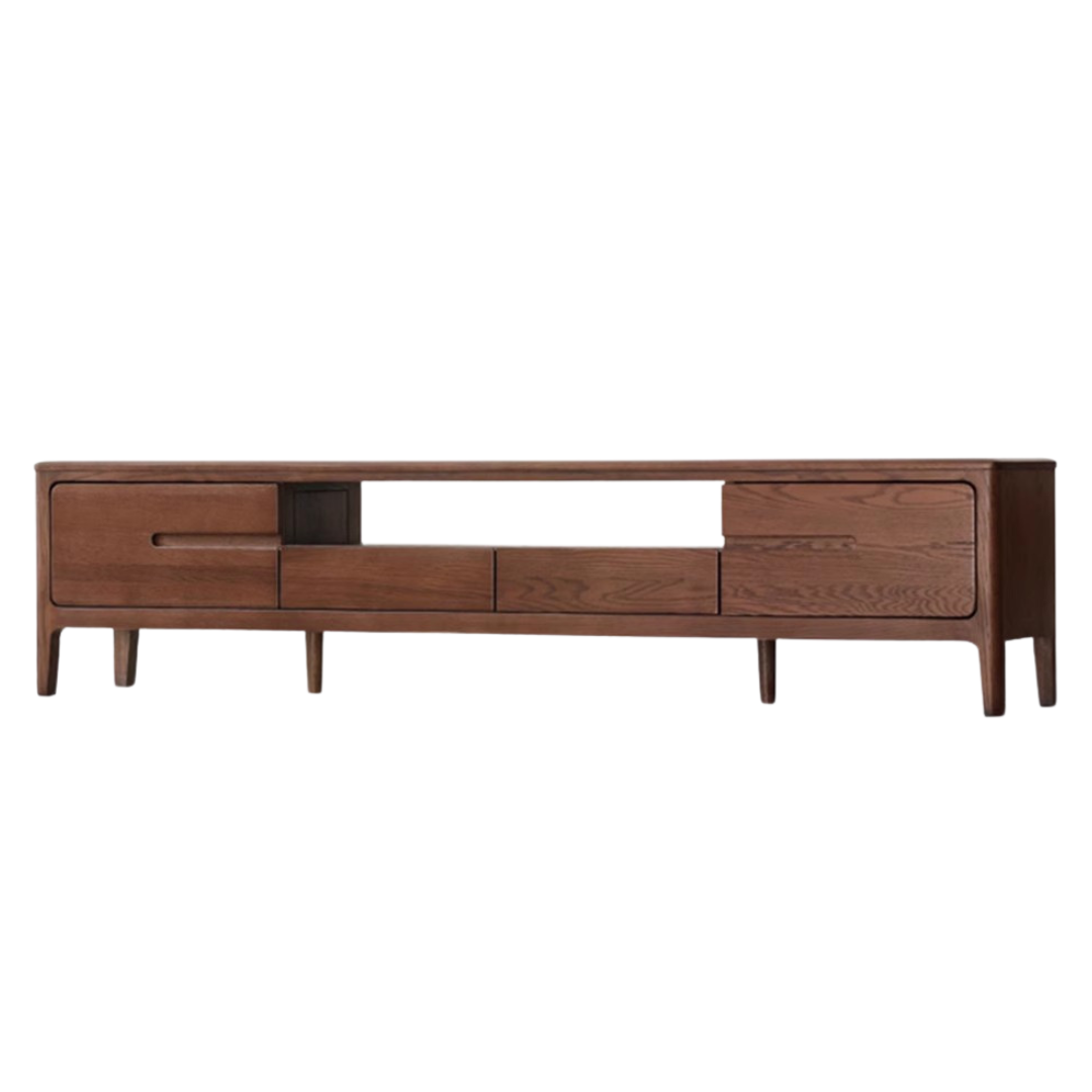 Oak, Solid Rubberwood Nordic Floor TV Cabinet.