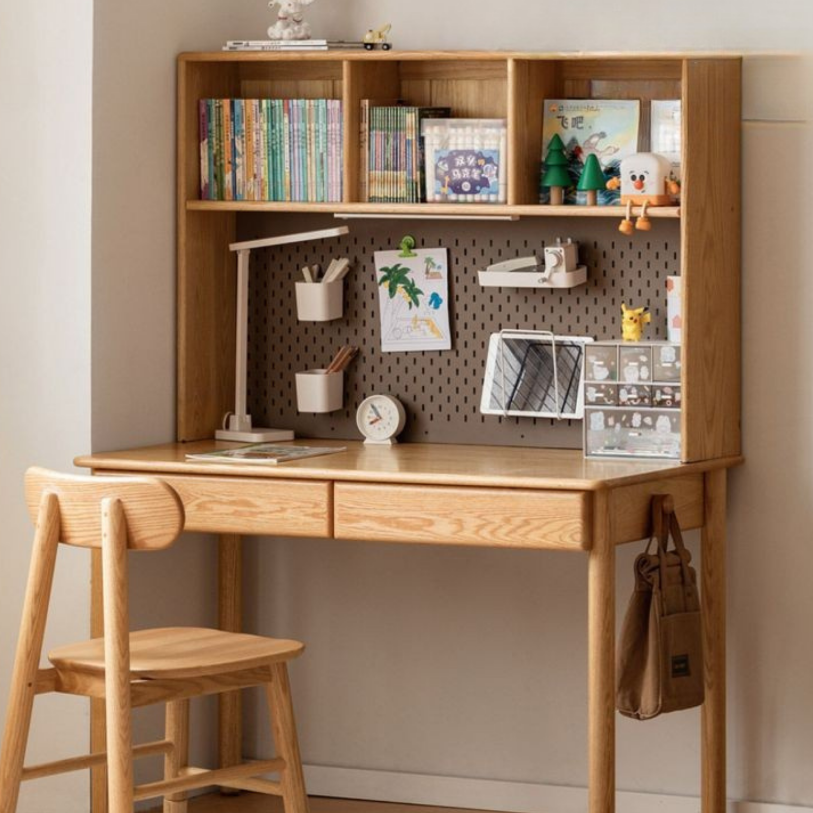 Oak Solid Wood Minimalist Kids Study Desk