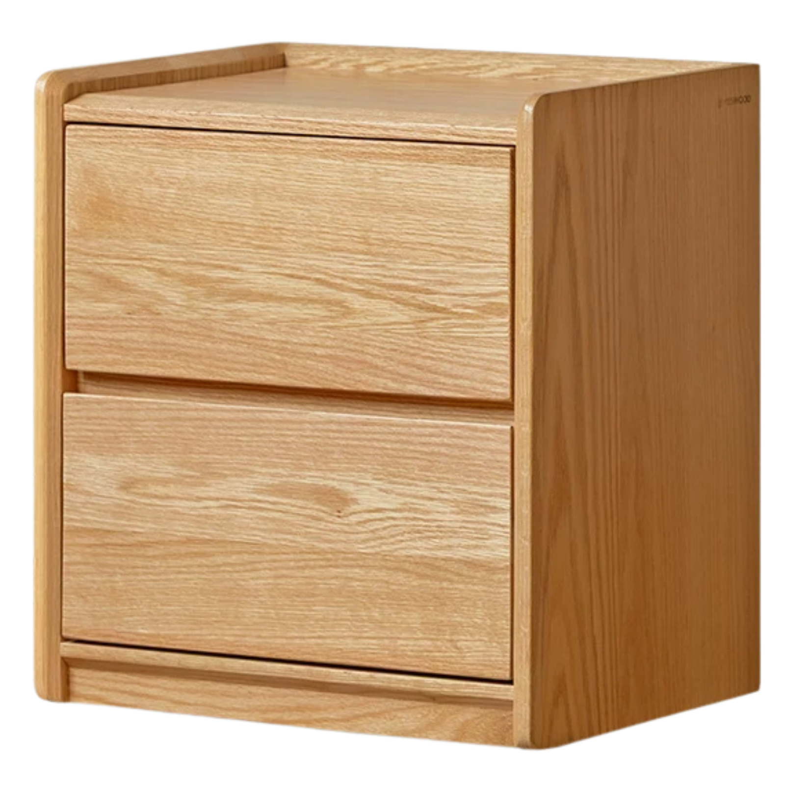 Oak Solid Wood, Solid Rubberwood Two Drawer Nightstand.