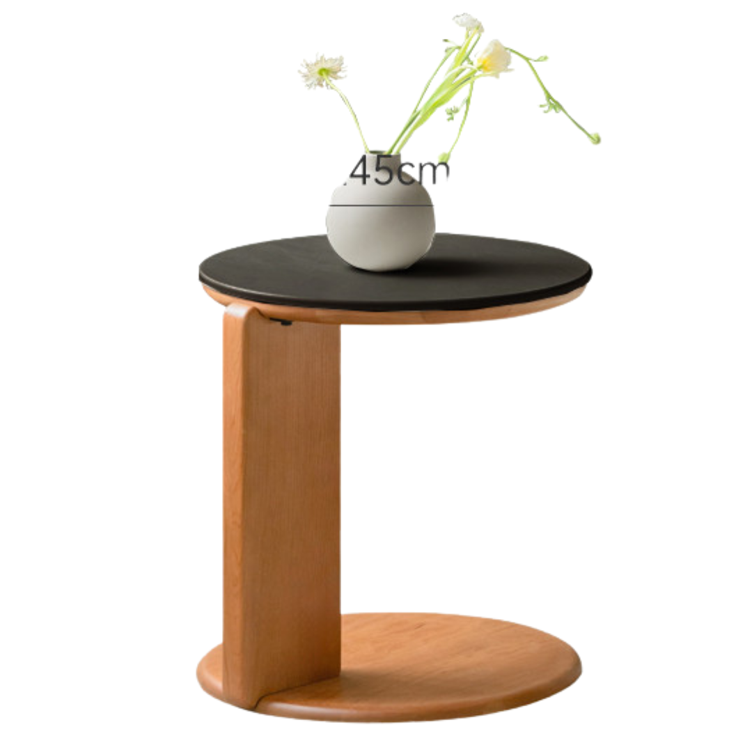 Cherry Solid Wood Round Coffee Table, Side Table