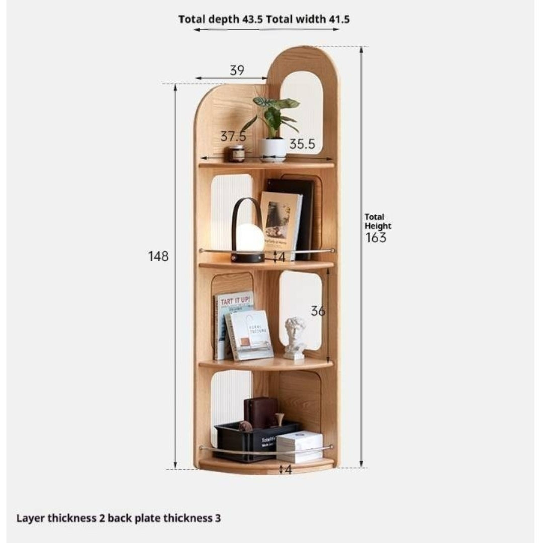 Oak, Ash Solid Wood Bookshelf Household Corner Storage Rack