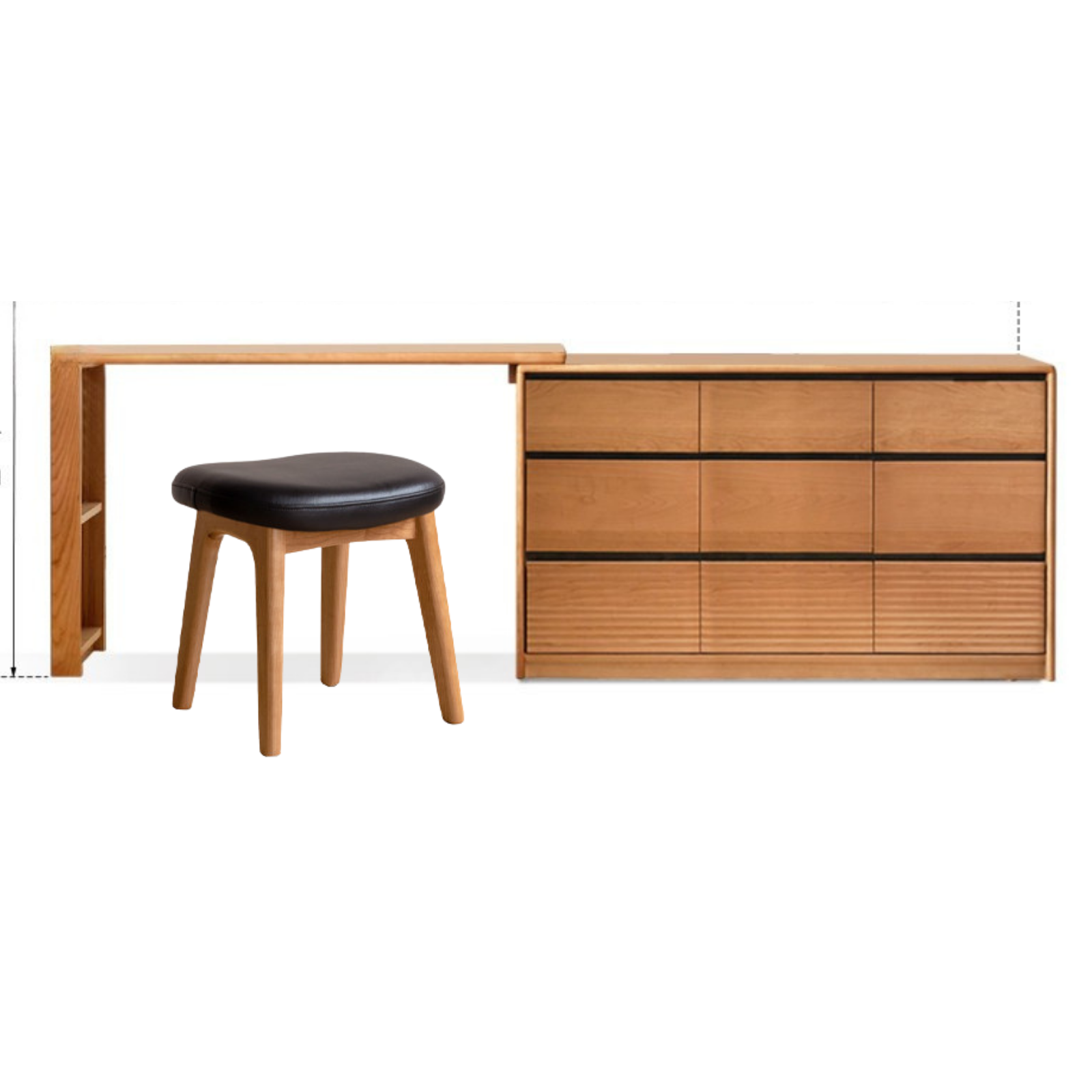 Сherry Solid Wood Retro Corner Vanity Table.