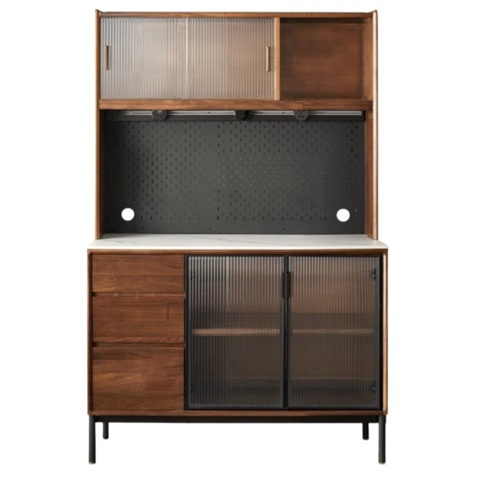 Black Walnut Solid Wood, Sandalwood Rock Sideboard Buffet Cabinet