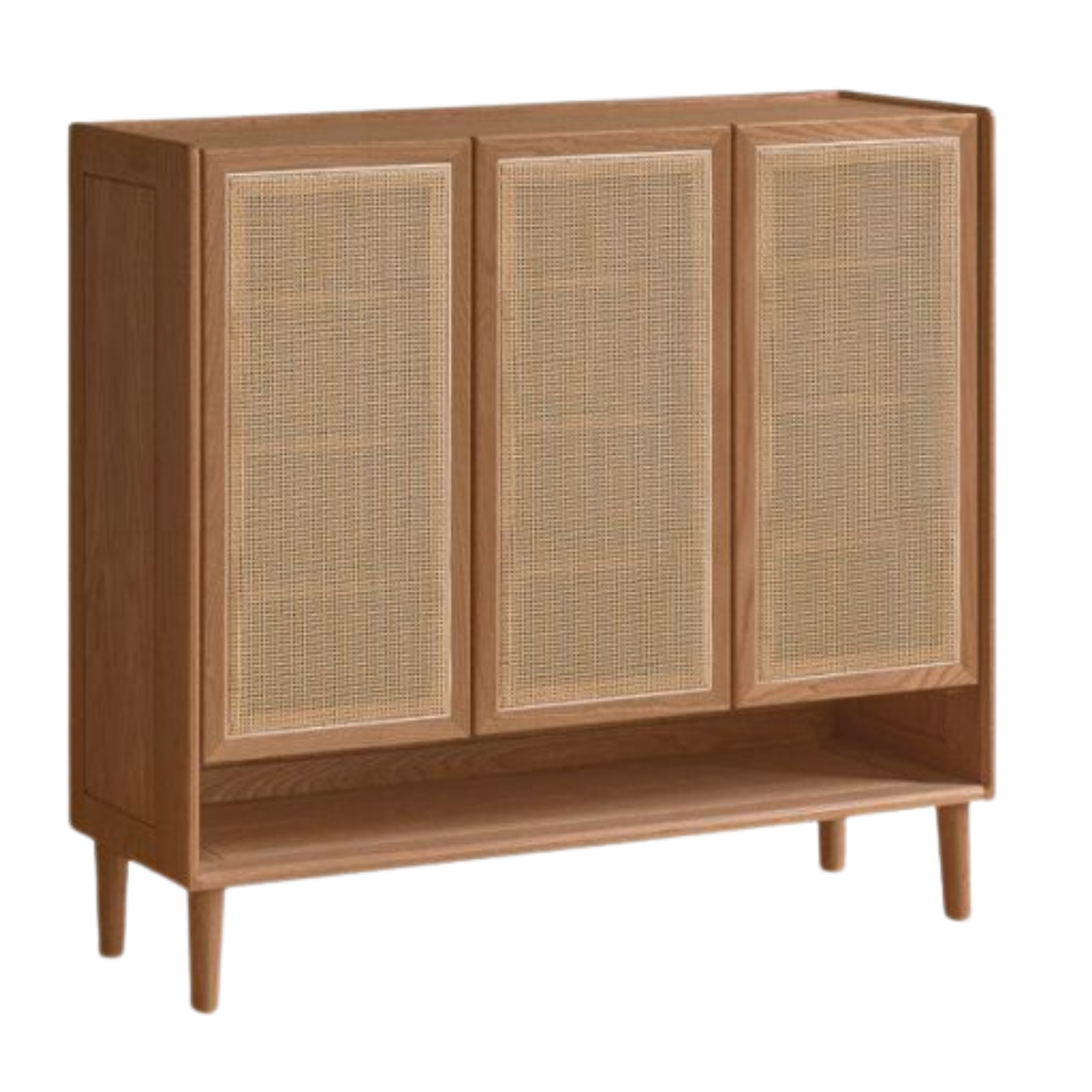 Oak Solid Wood Shoe Cabinet with Large Capacity and Vine Weaving Design