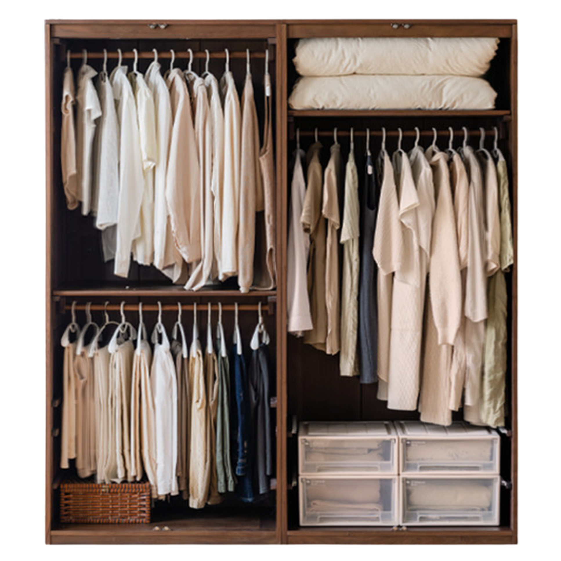 Black Walnut Solid Wood Wardrobe In Vintage Style