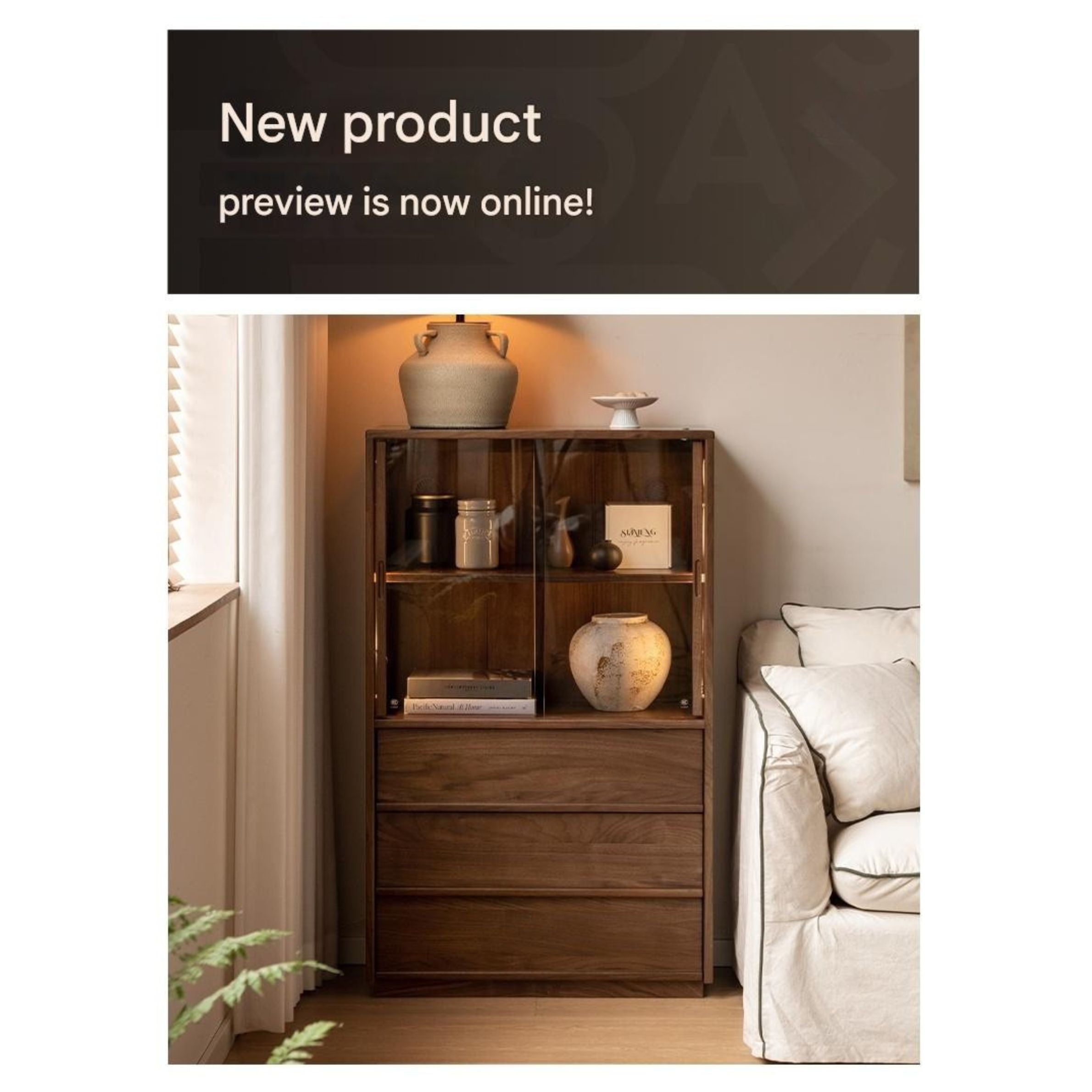 Oak, White oak, Black Walnut Solid Wood Wabi-Sabi Style Floor Side Cabinet.