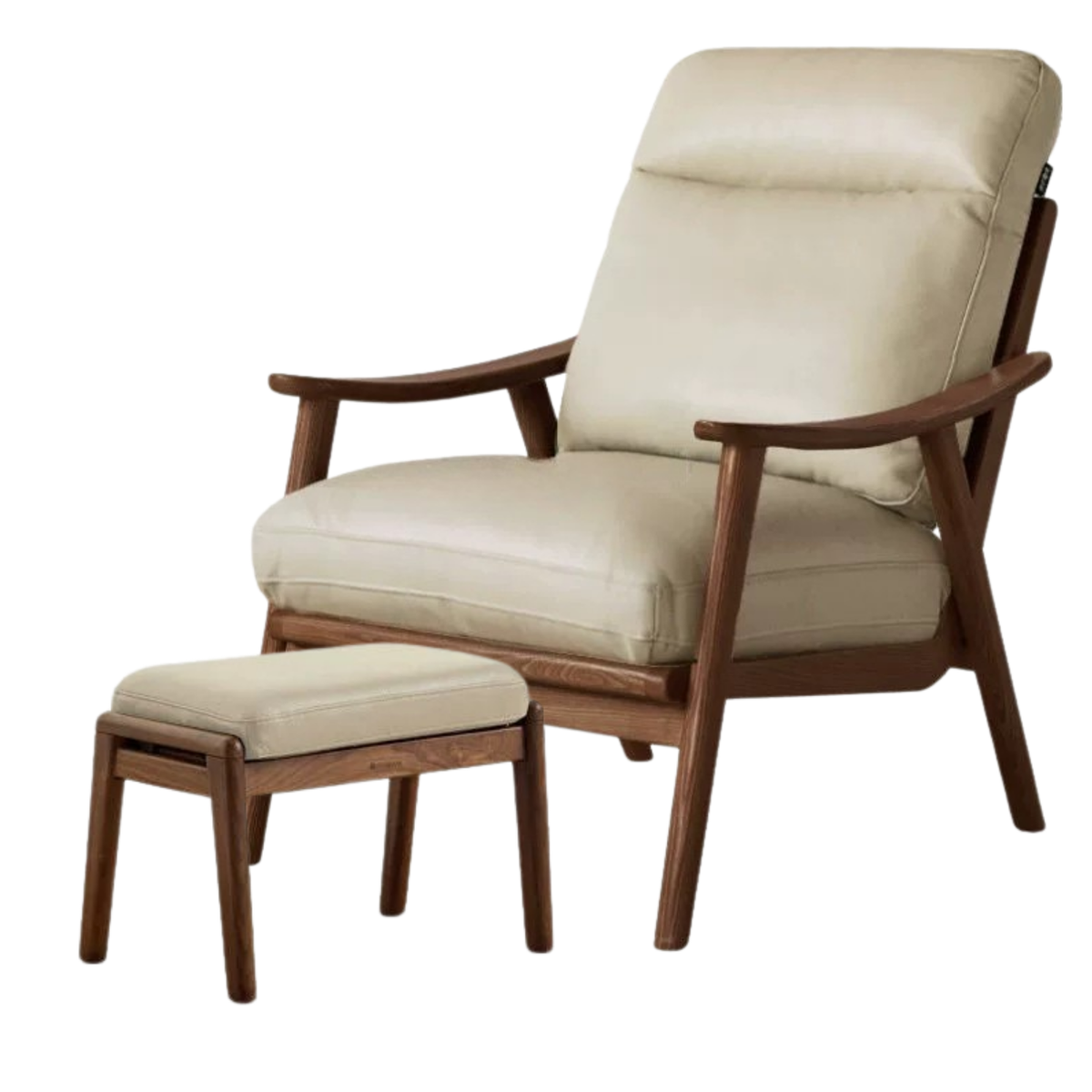 Black Walnut, Ash, Golden Pear Solid Wood Mid-Century Accent Chair with Open Arms