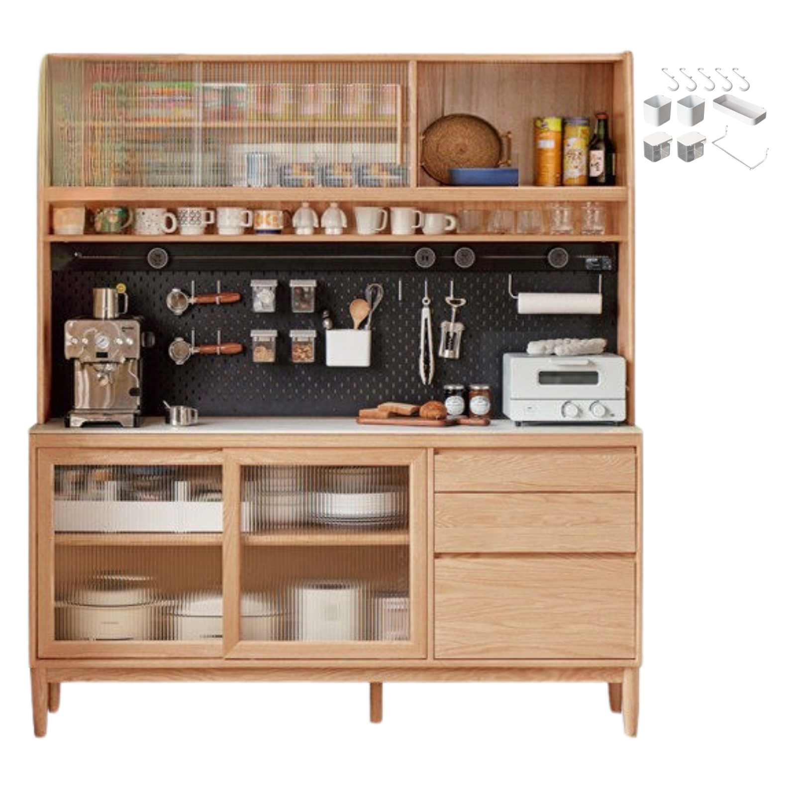 Oak, Ash, White Ash Solid Wood Large Capacity Storage Sideboard