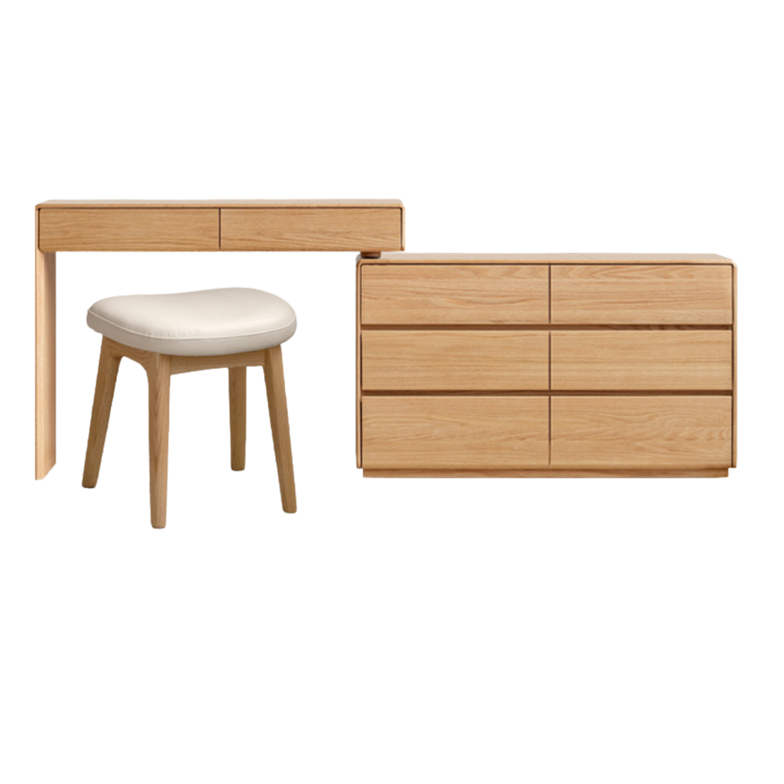 Oak, Ash Solid Wood Retractable Vanity Table Storage Cabinet.