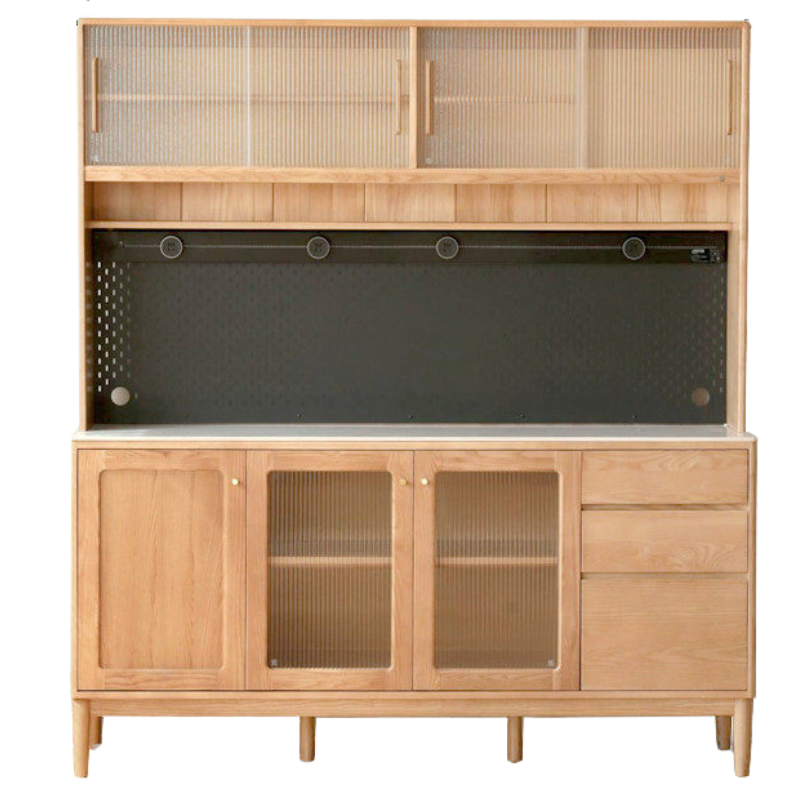 Ash Solid Wood Rock Board Dining Sideboard