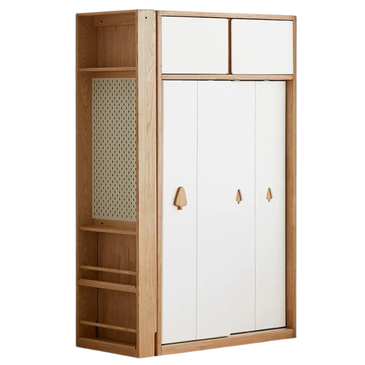 Solid Rubberwood Modern Kids Sliding Door Wardrobe