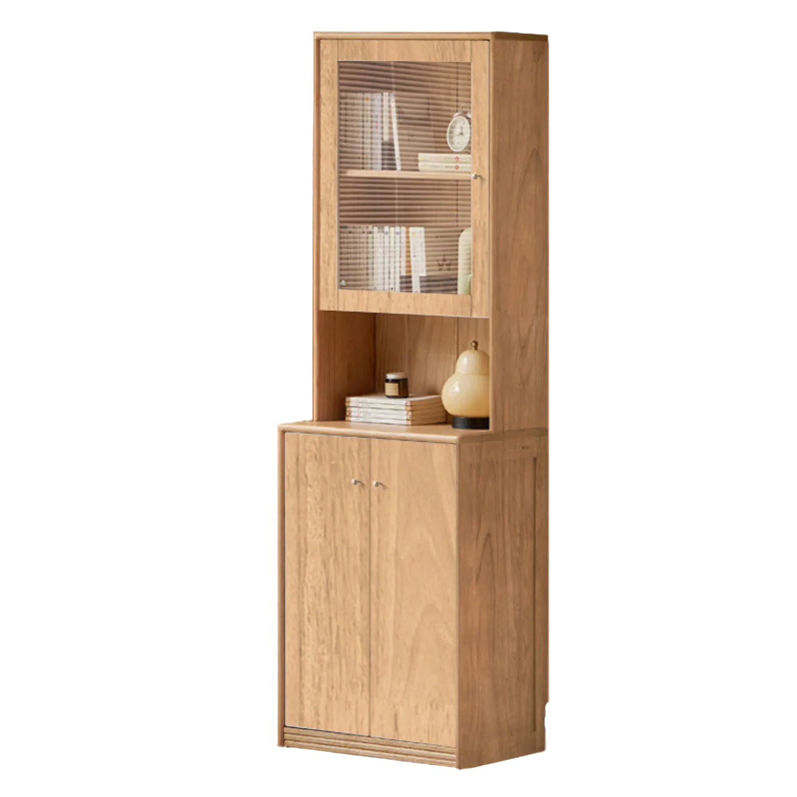 Oak Solid Wood, Solid Rubberwood Combination Bookcase