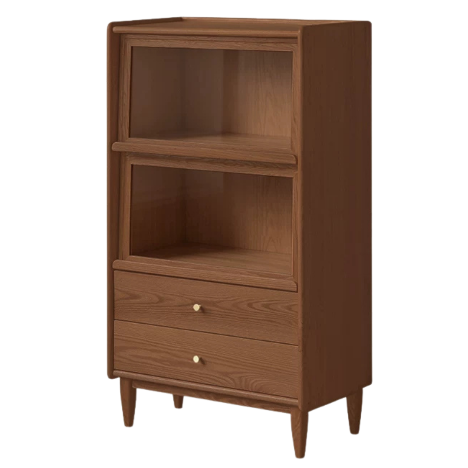 Oak, Ash Solid Wood Flip Door Side Cabinet LED Light