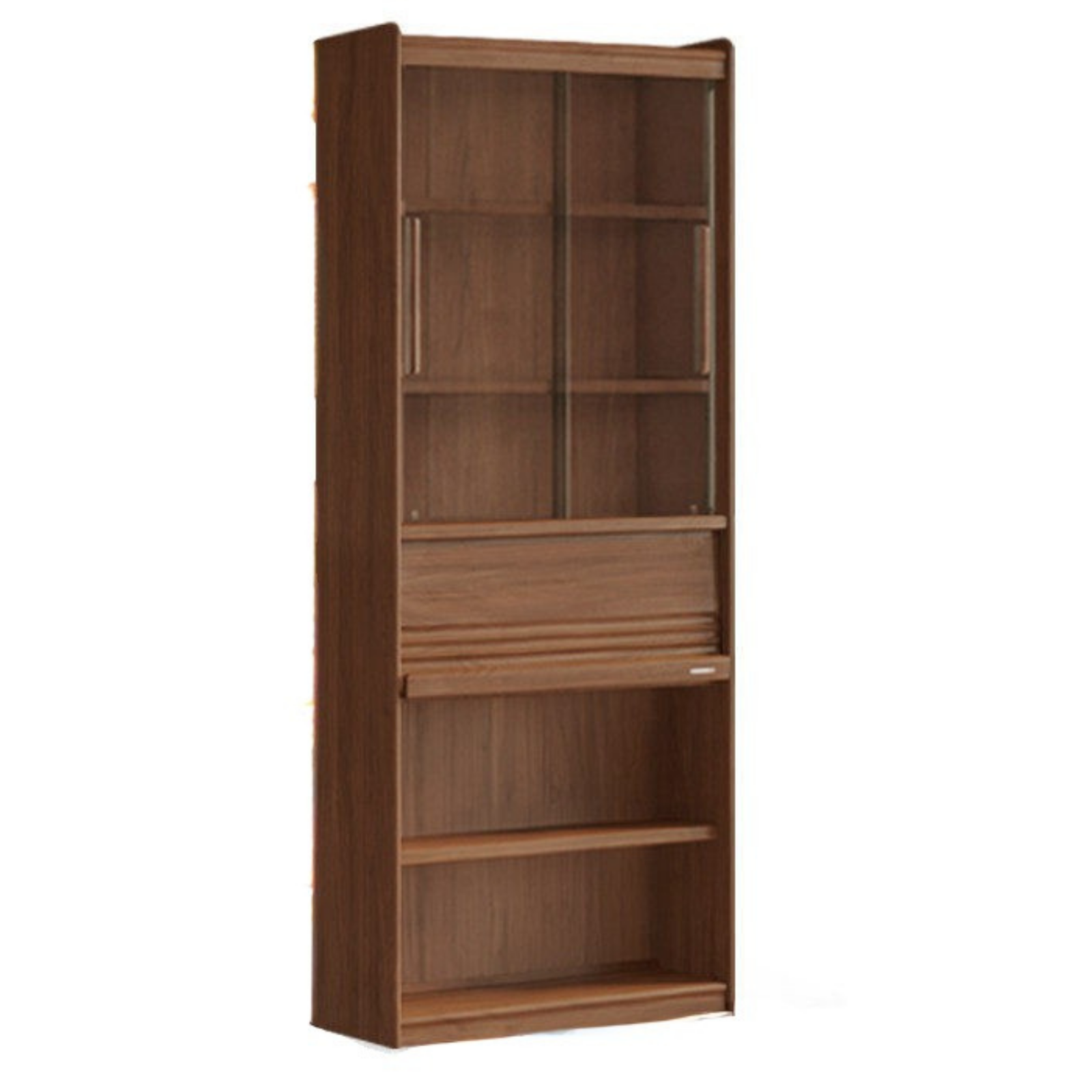 Black Walnut Solid Wood Combination Bookcase with Wall Storage and Floor Display