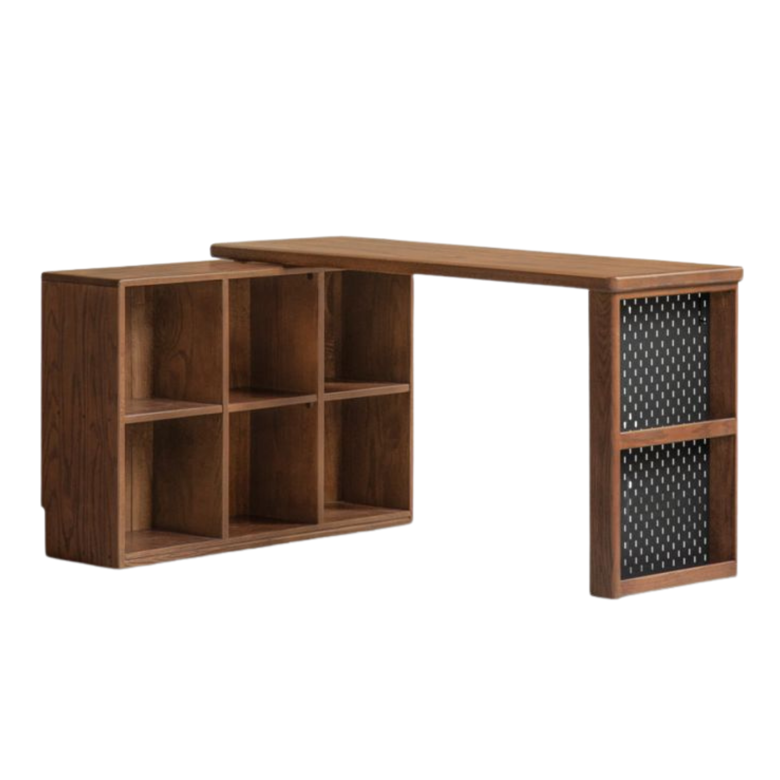 Solid Rubberwood, Oak Solid Wood Telescopic Corner Office Desk