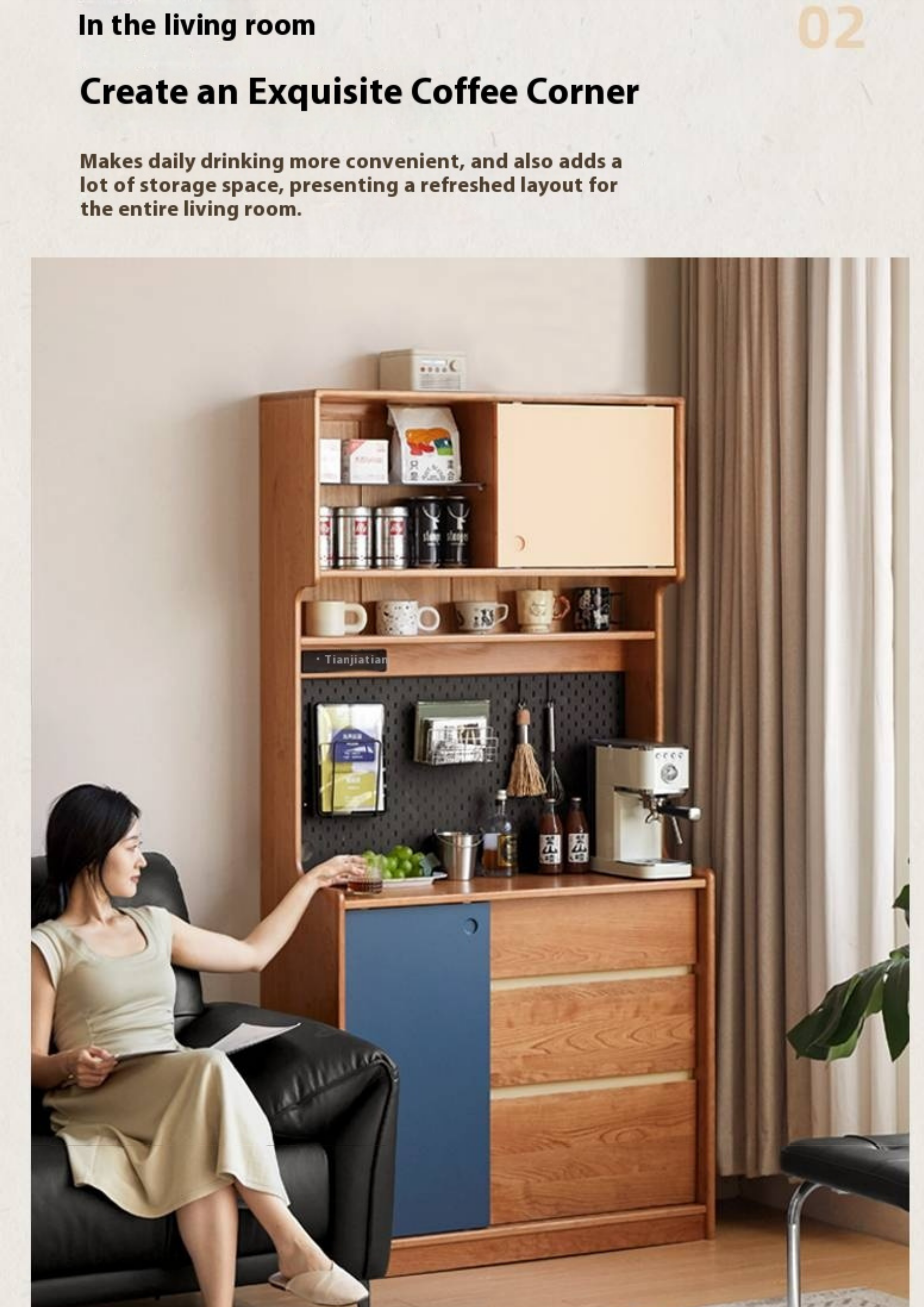 Cherry Solid Wood Retro Sideboard