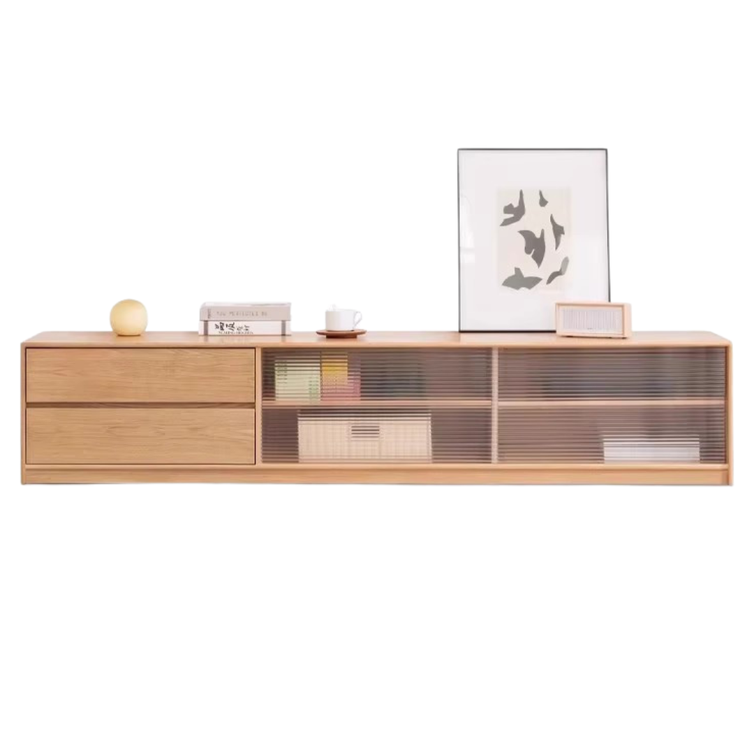 Oak, Rubber Solid Wood TV Cabinet Floor Combination,