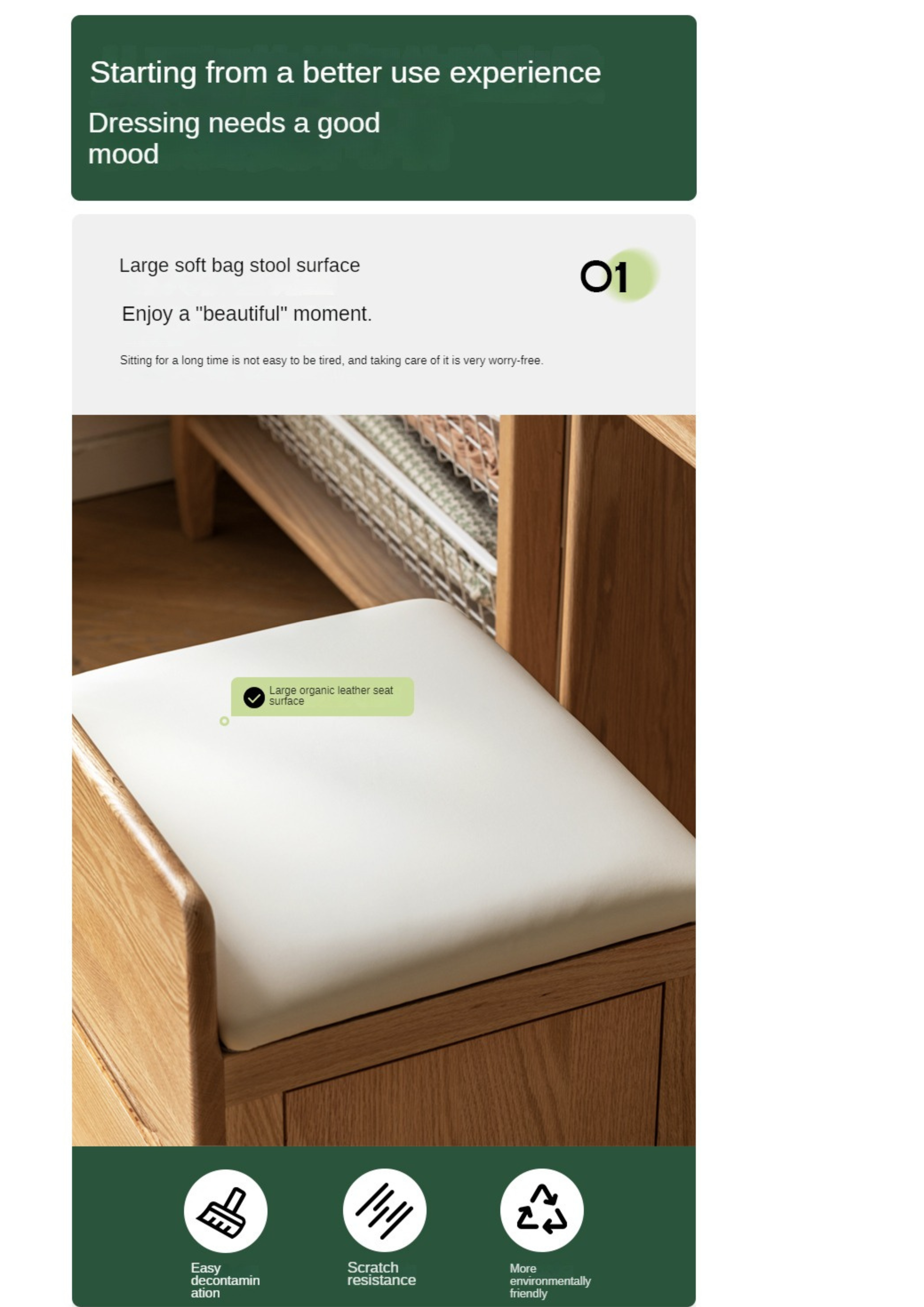 Oak, Solid Rubberwood Modern Vanity Table