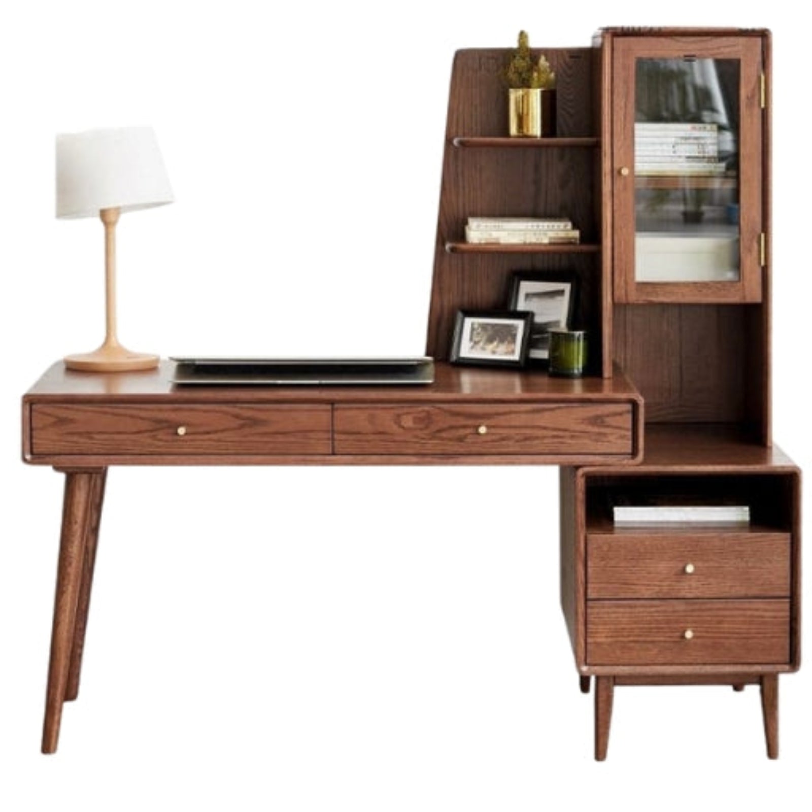 Oak Solid Wood Retractable Computer Desk
