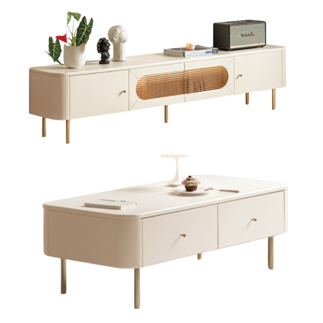 Poplar Solid Wood Modern White Storage Coffee Table