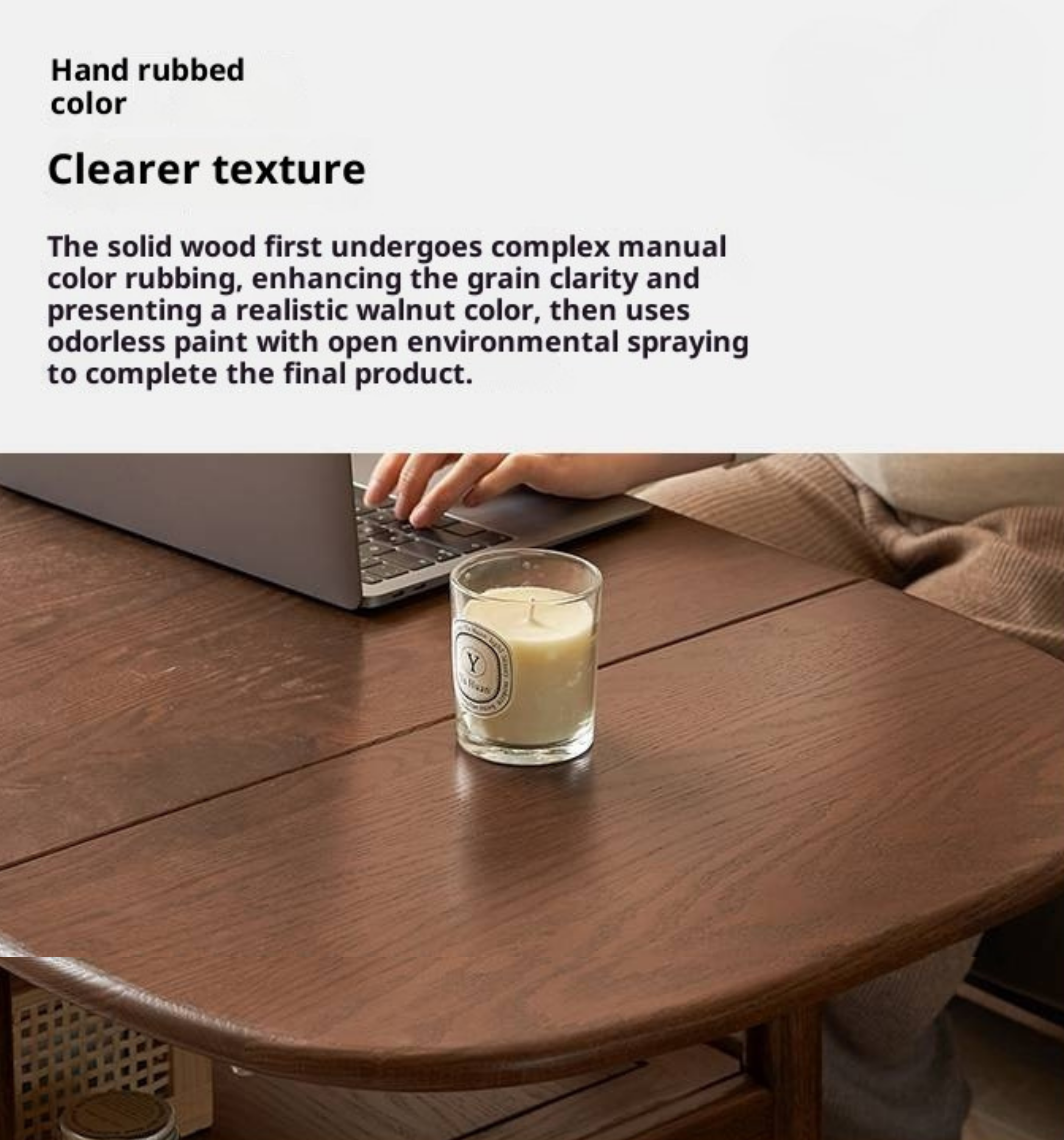 Oak Solid Wood Folding Movable Coffee Table
