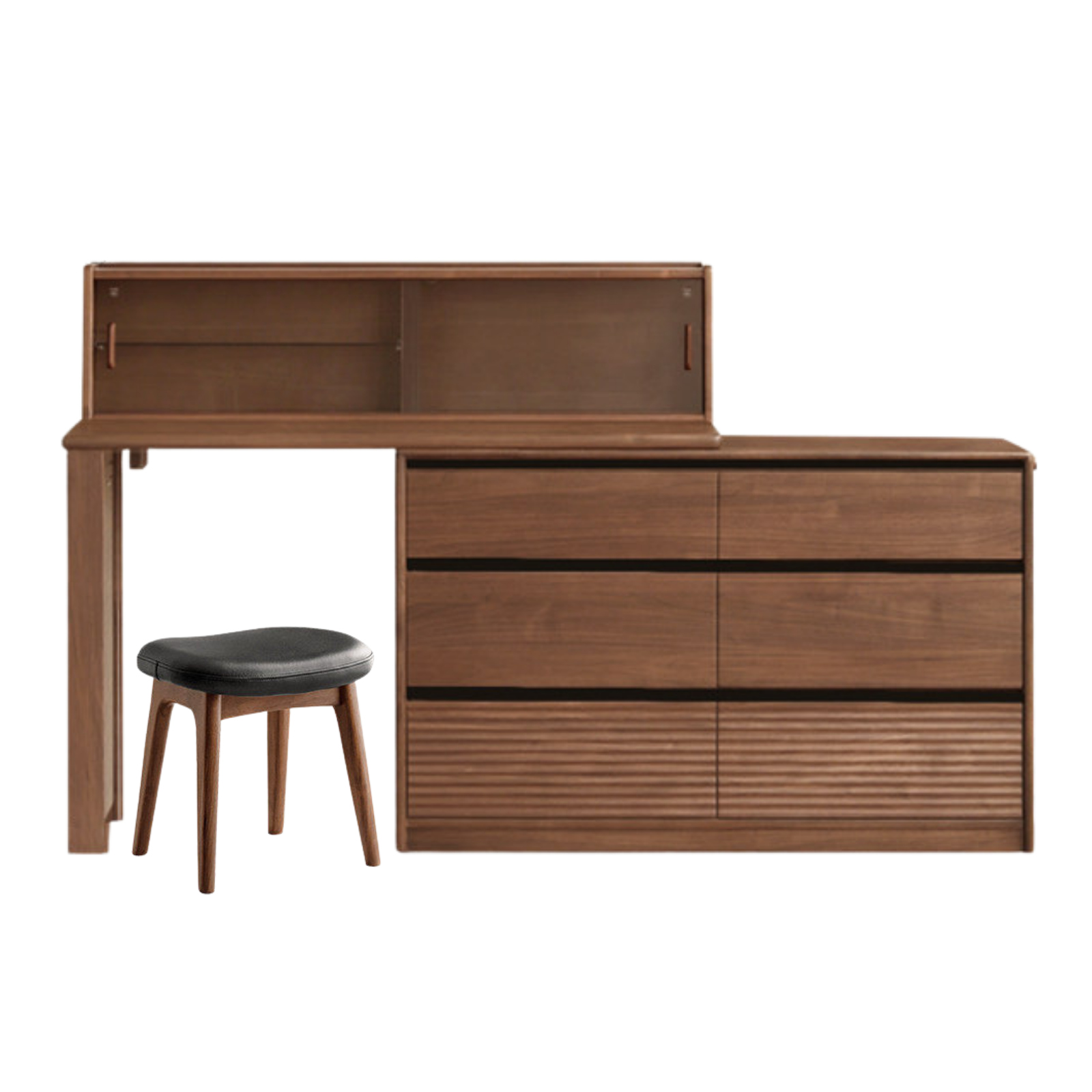 Black Walnut, Sandawood Light Luxury Retractable Vanity Table.