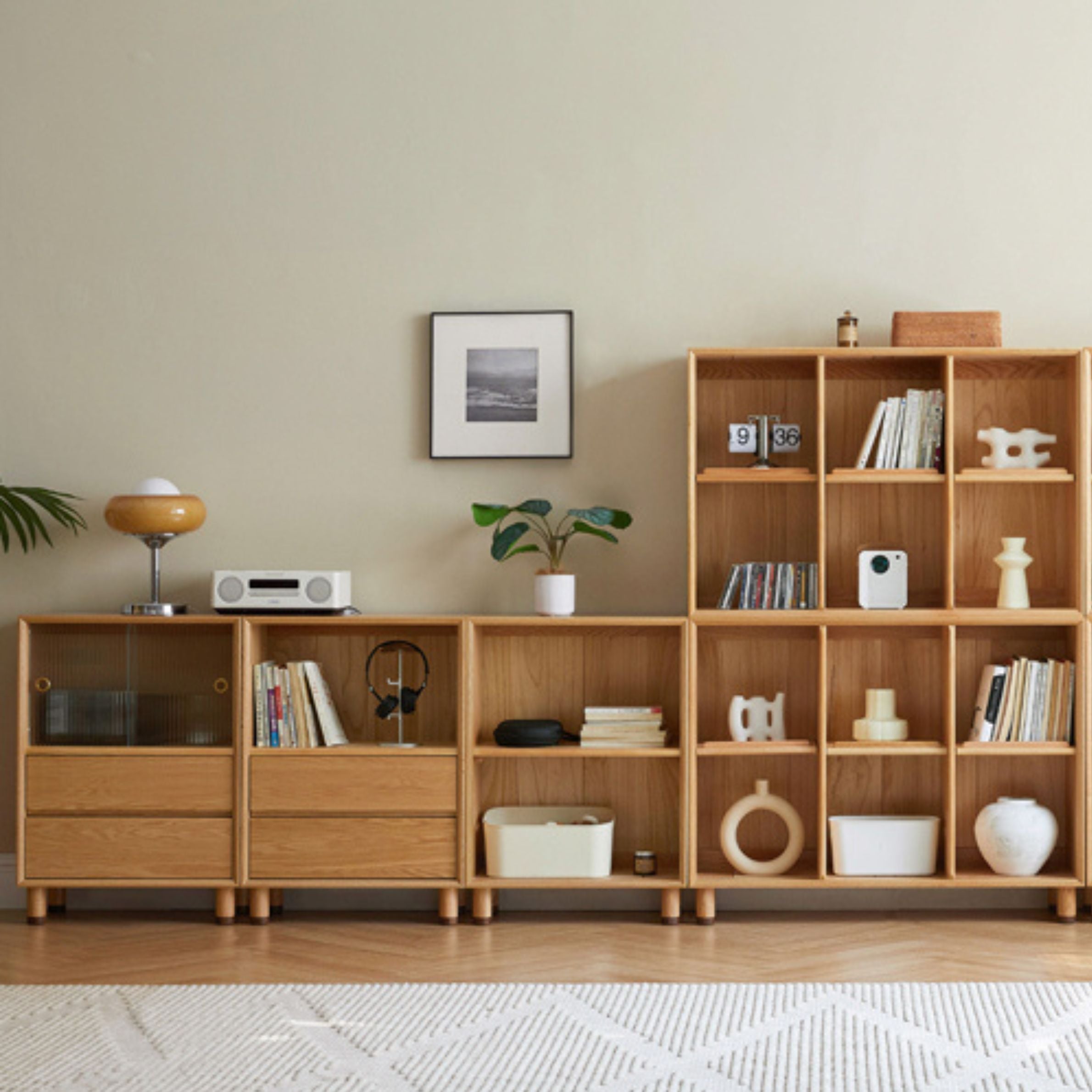 Oak Solid Wood Modern Creative Bookcase