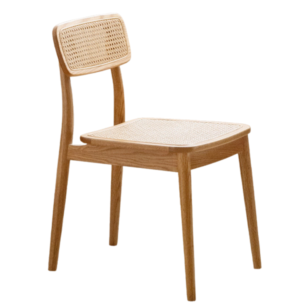 4 pcs set Oak Solid Wood Rattan - Dining Chair