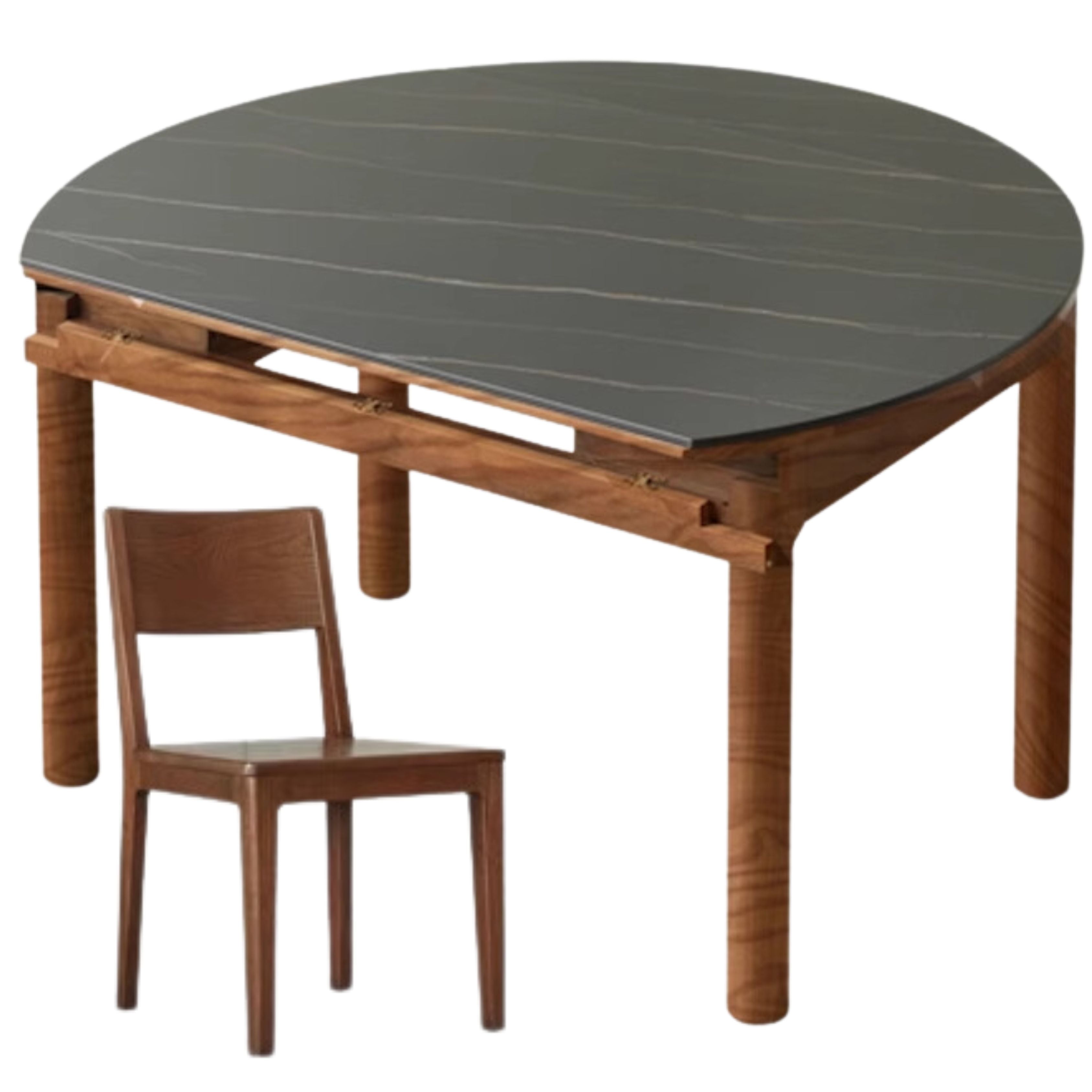 Black Walnut, Ash, Oak Solid Wood Folding Round Dining Table