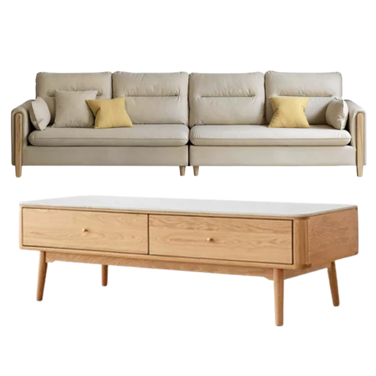 Ash Solid Wood Modern Corner-Style Fabric Sofa